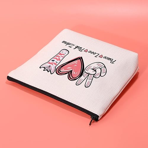 Miniatura 5 de JXGZSO Lindo neceser de cebra rosa con diseño de cebra, artículos de cebra para amantes de la paz, amor, bolsa de maquillaje con estampado de cebra