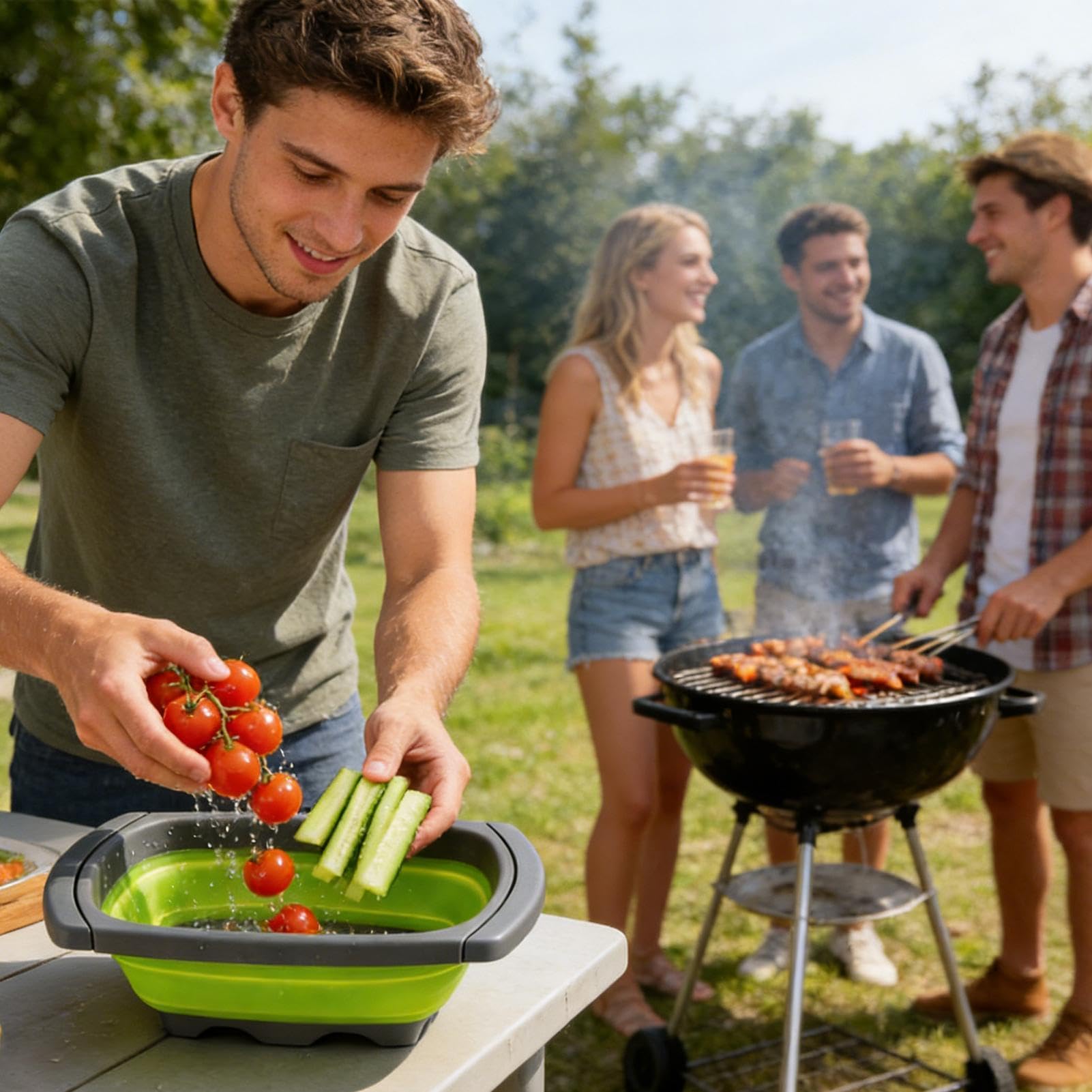 Colador Sobre El Fregadero: Escurridor De Verduras Plegable, Cesta Con Asas Extensibles, Colador De Alimentos De Silicona Para Pasta Y Frutas | Cocina Apartamento Granja Preparación De Comidas Lavado