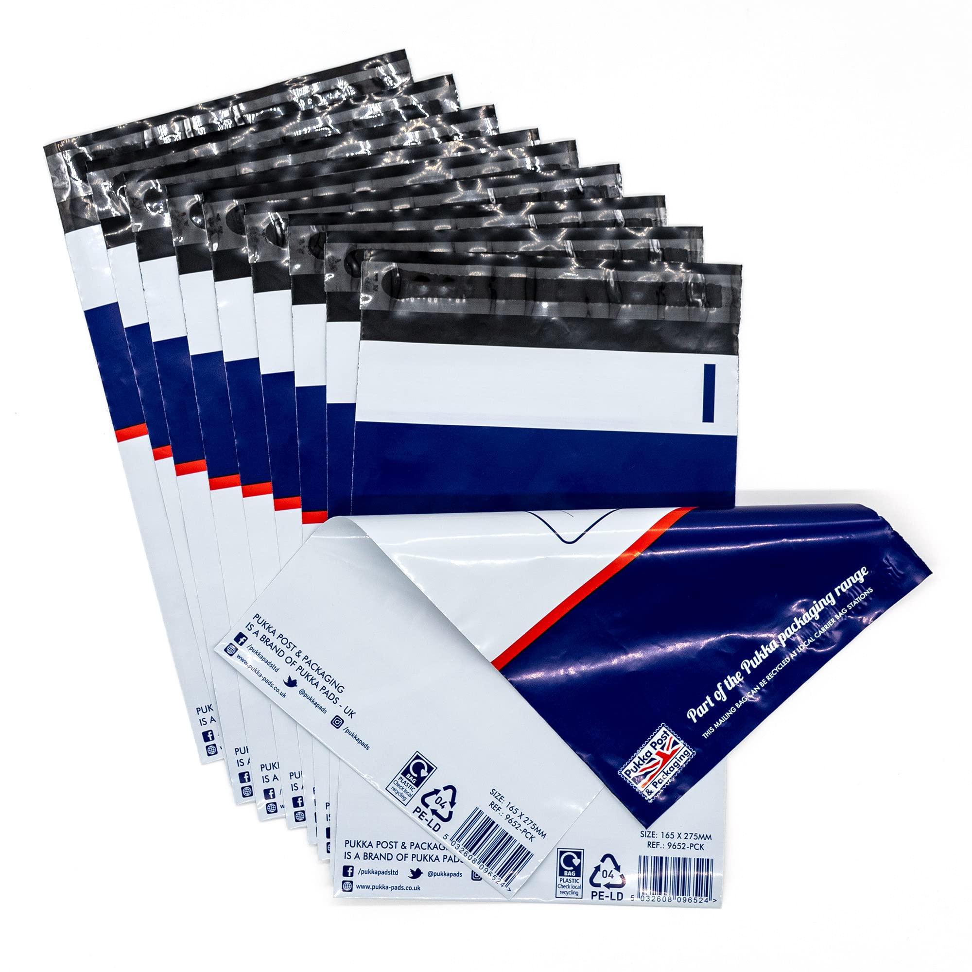 Pukka PadPoly Mailer 10 Pack - Mailing Bag with Peel Off Backing and Self Seal Adhesive - Tear Resistant Shipping Envelopes - Designated Spaces for Postal Address - Size 1-165 x 235 + 40mm
