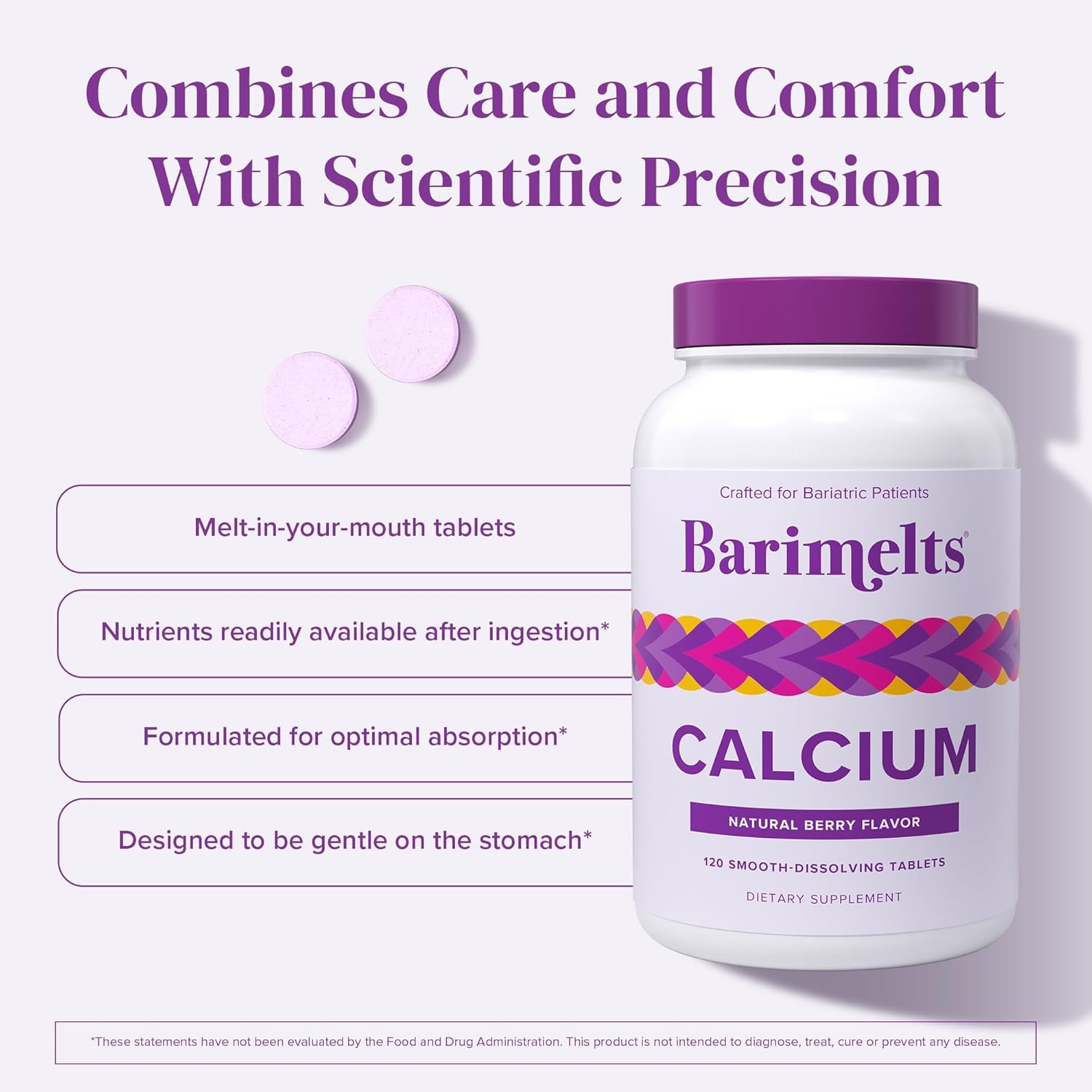 Barimelts Calcium Citrate with Vitamin D3 & Magnesium, 120 Smooth-Dissolving Tablets (1-Month Supply), Bariatric Calcium Supplements for Women, Natural Berry Flavor​ - Image 4