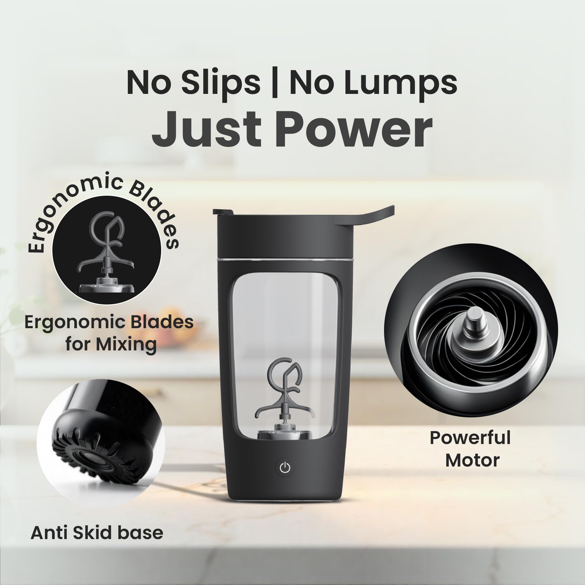 Autofy Shaker électrique pour salle de sport, shaker de protéines, design 100 % étanche, utilisation polyvalente, pour café, lassi, milkshake, BCAA, utilisation à domicile, bureau, entraînement * 60