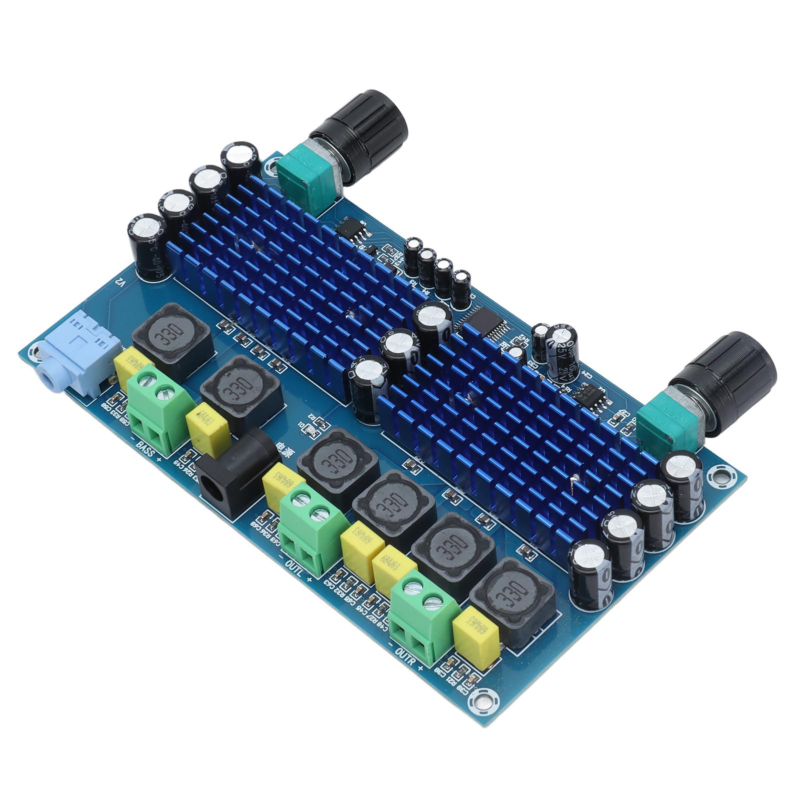 Płyta cyfrowego wzmacniacza mocy Dwukanałowy moduł wzmacniający dźwięk basowy 2.1 DC 12 V do 24 V z wejściem AUX dla telefonów MP3 i komponentów komputerowego sprzętu audio Model
