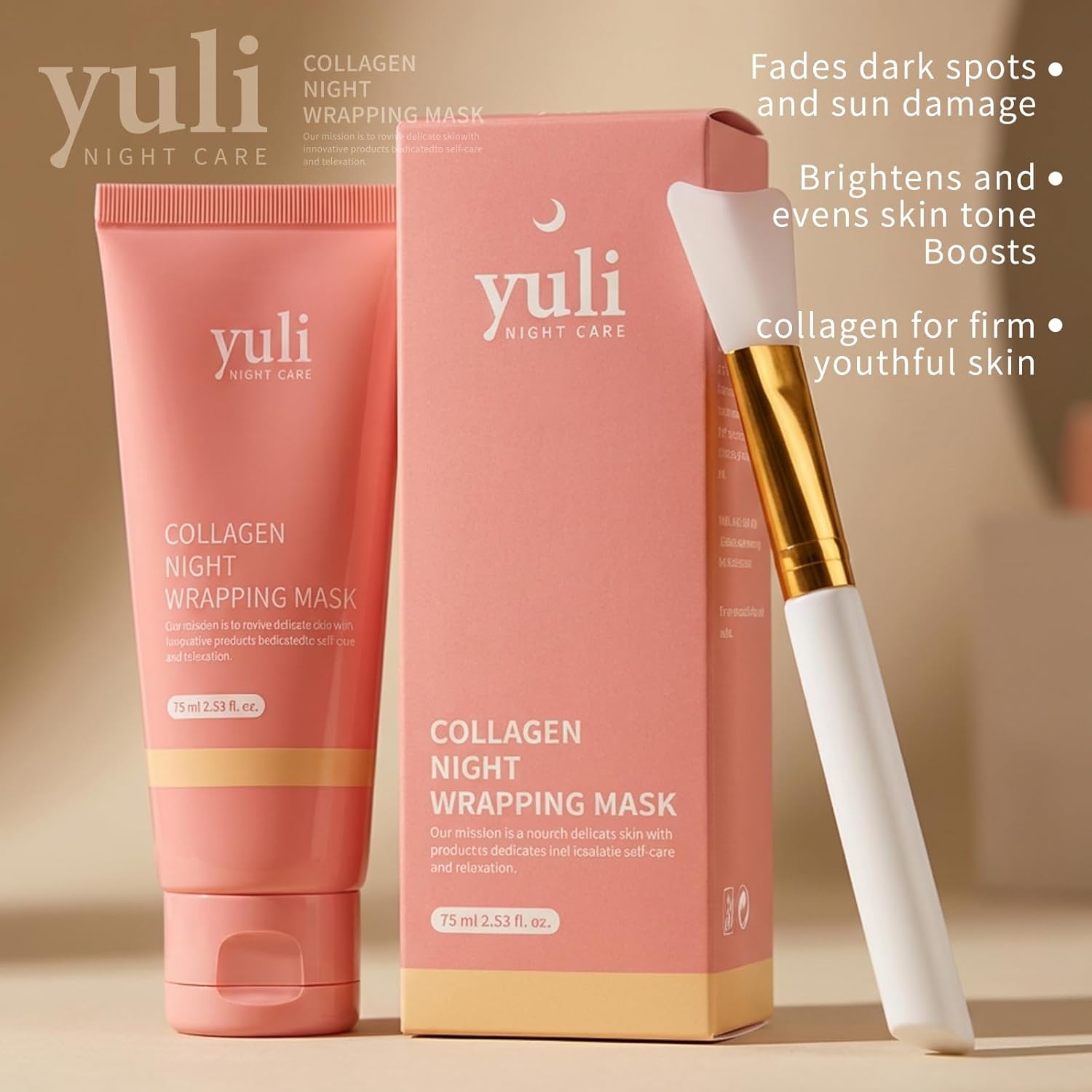 YULI Collagen Overnight Wrapping Peel Off Face Mask, Yuri Overnight Collagen Face Mask Easy Peel Off Facial Mask Skin Care Night Mask