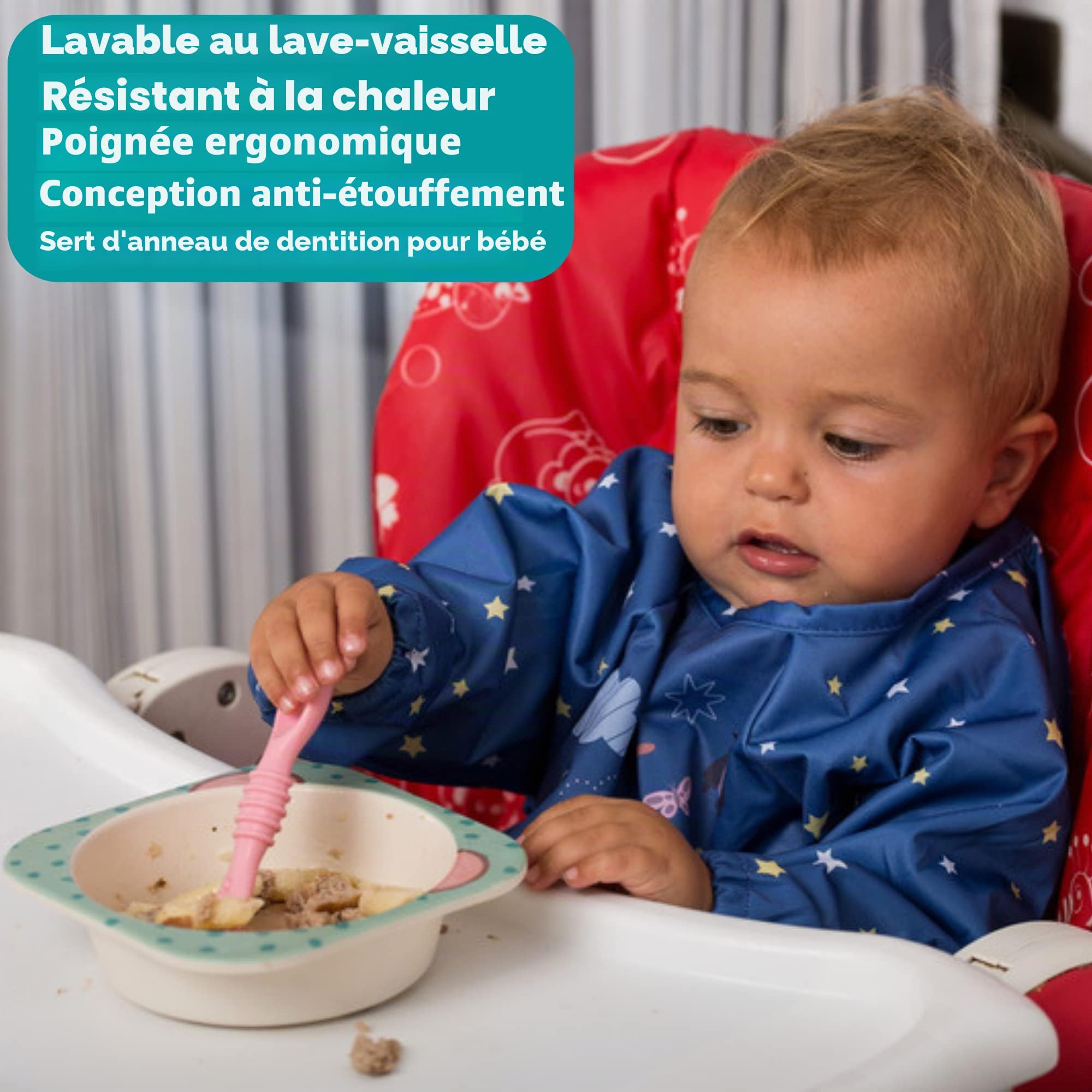 HOMYBABY® Cuilleres Bebe 1er Age - Cuillere Bébé Apprentissage en Silicone Alimentaire LFGB - Pre Cuillere DME bebe - Couverts Adaptés à la Dentition