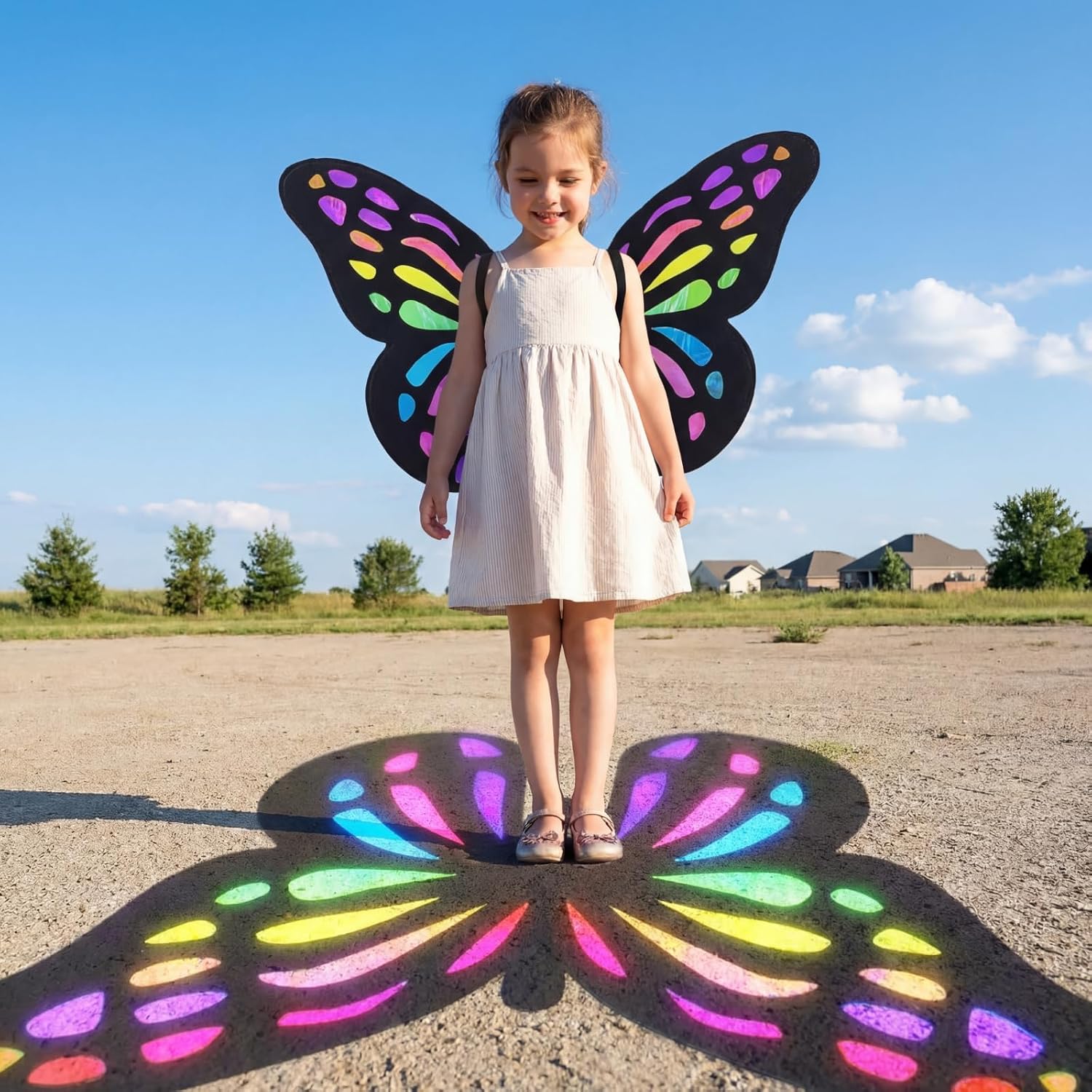 VioraWhite Fairy Butterfly Suncatcher Wings Girls Costume Accessories Colorful Cellophane Butterflies Wings for Kids Daughter