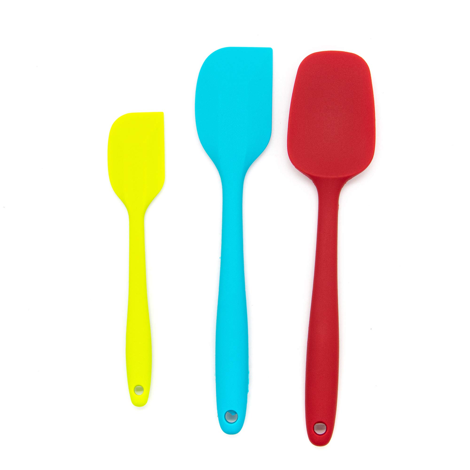 AUEAR, Silicone Spatula Set 600ºF Heat-Resistant Flexible Non-Stick Rubber Spatula with Steel Core for Cooking Baking and Mixing 3 Colors