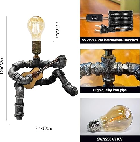 Miniatura 3 de Lámpara de mesa de guitarra musical, decoración artística, artículos de guitarra, regalos geniales para amantes del arte de la música, reproductores