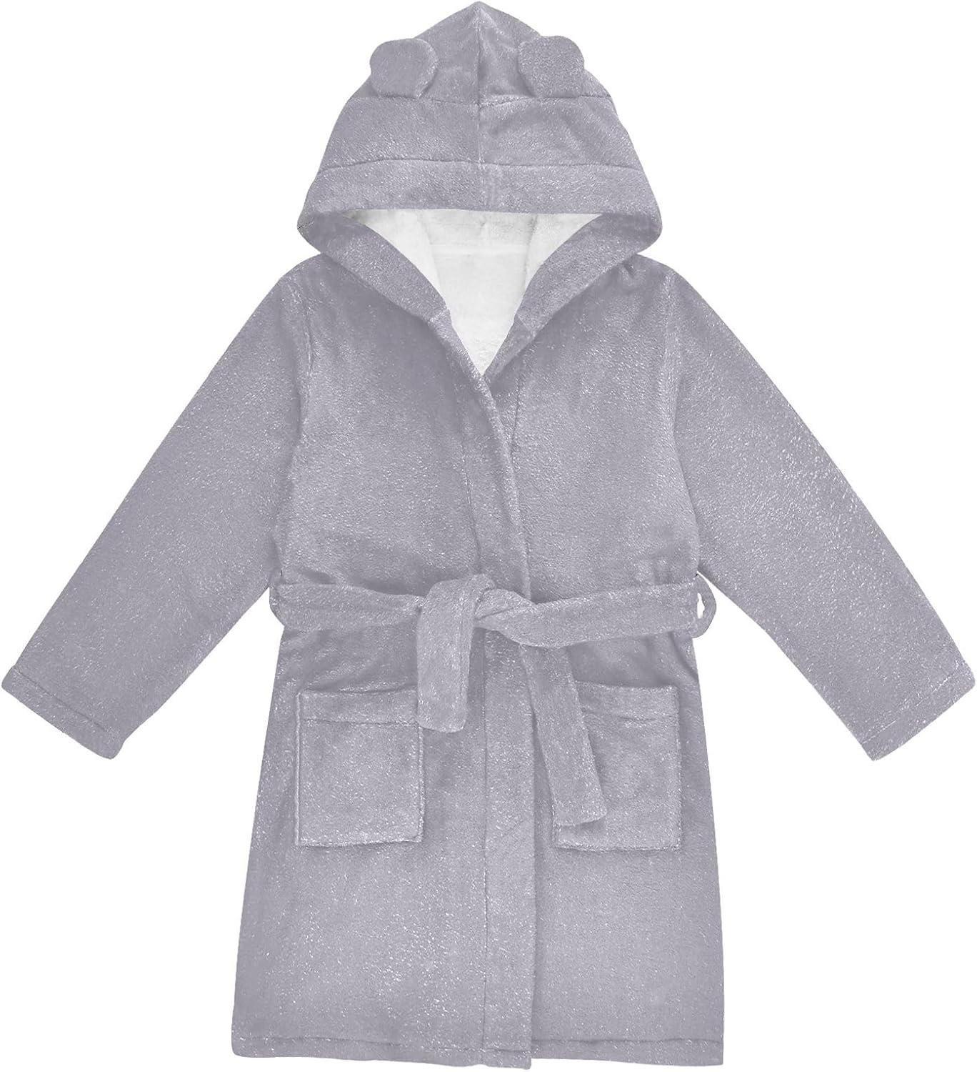 ODAWA Mineral Violet Kids Bathrobe, Super Soft Plush Hooded Robe for Boys Girls, Quick Dry Bath Towel Wrap with Pockets