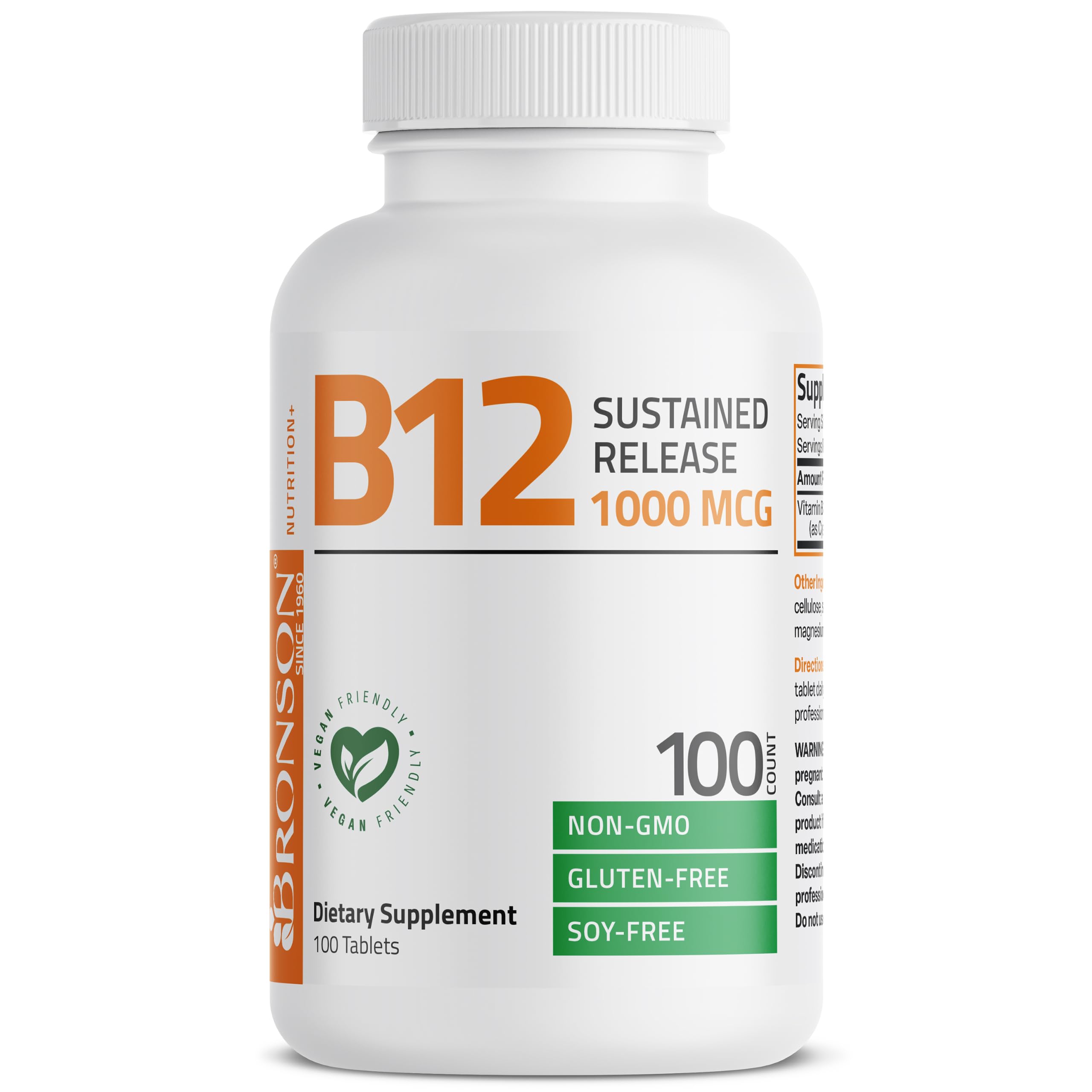 Bronson Vitamin B12 1000 mcg Sustained Release, Energy Support, 100 Tablets — Amazon image 5