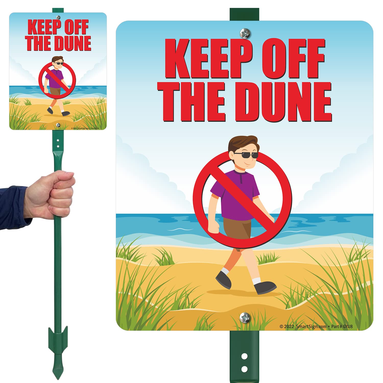 Panneau de jardin Keep Off Dunes en aluminium avec piquet de 90 cm SmartSign
