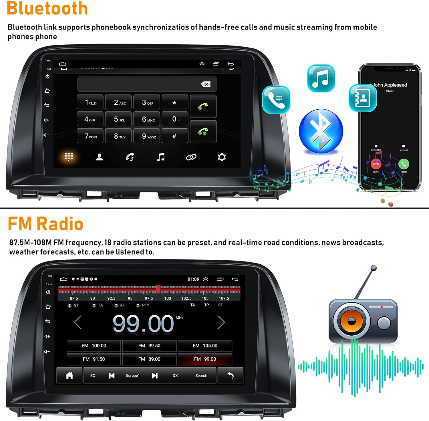 2g32g android 11 car stereo for mazda cx 5 2012 2015 with wireless apple carplay android auto9 touchscreen car radio with gps navigationwifibluet