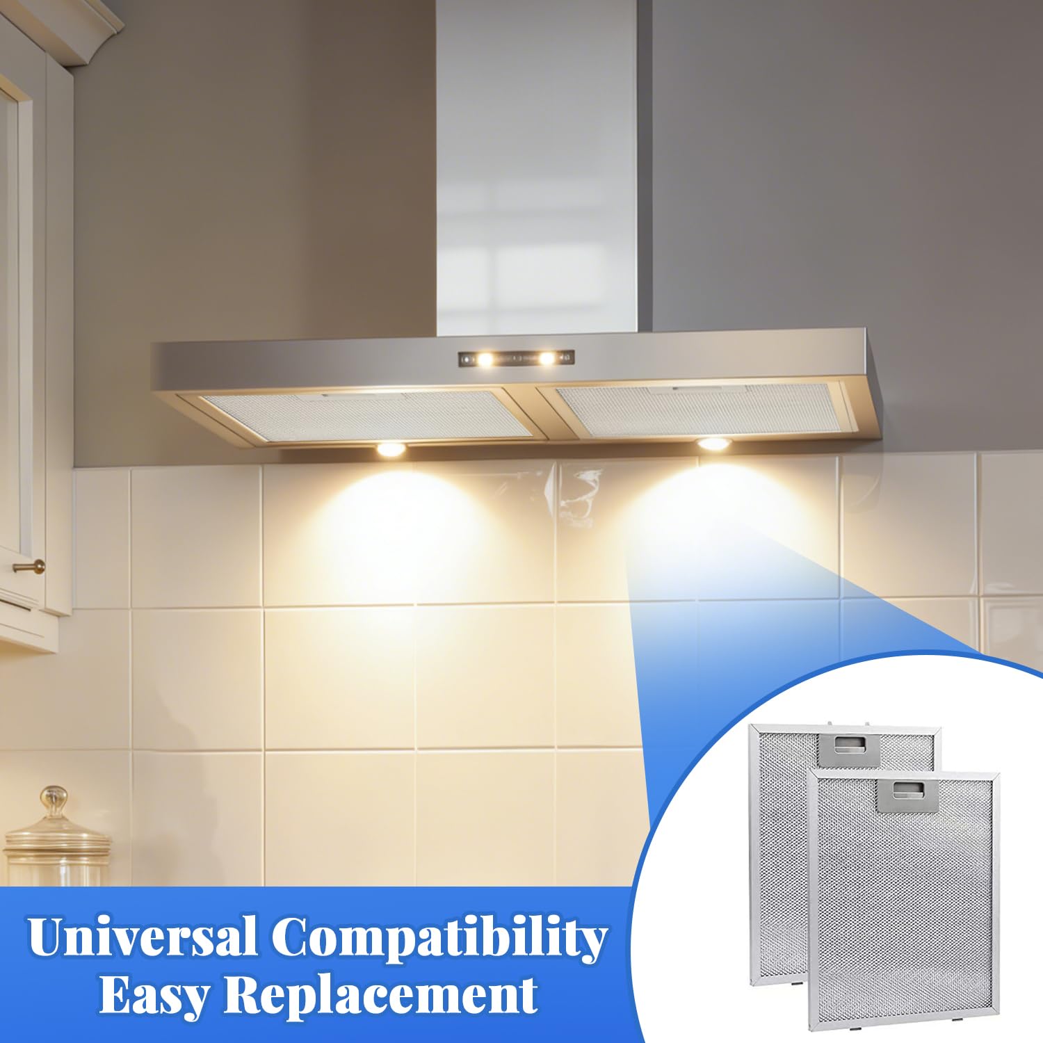 Filtro de aluminio, 2 Piezas Filtro de Grasa Metálico, Filtro compatible con campana, filtro de grasa para campana extractora, Filtro de Grasa con Extractora Cocina, para Campana Extractora