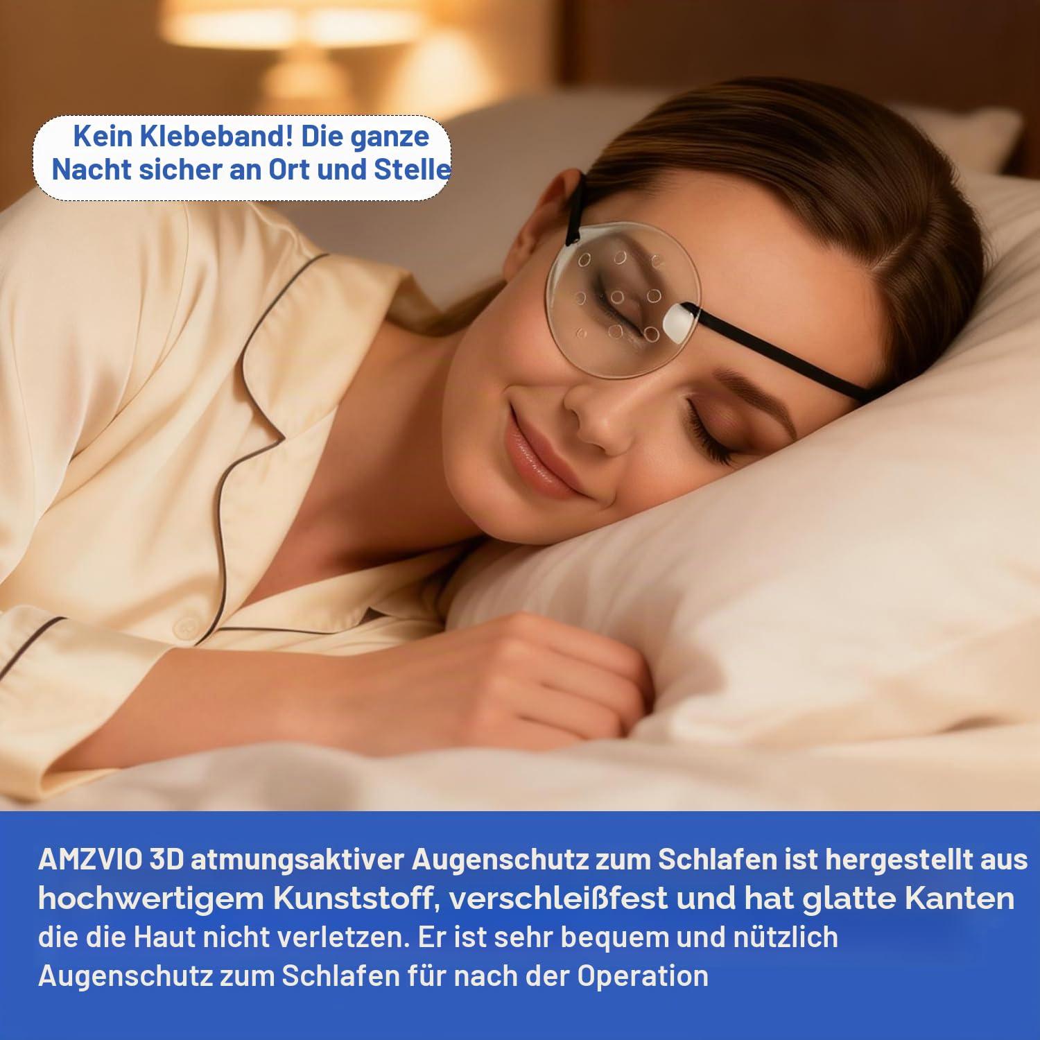 AMZVIO Augenschutz, Kunststoff, medizinische Augenklappe für nach Kataraktoperationen, Augenschutz oder Schlafen, verbessertes elastisches Band, länger und breiter, für Erwachsene, transparent, 2