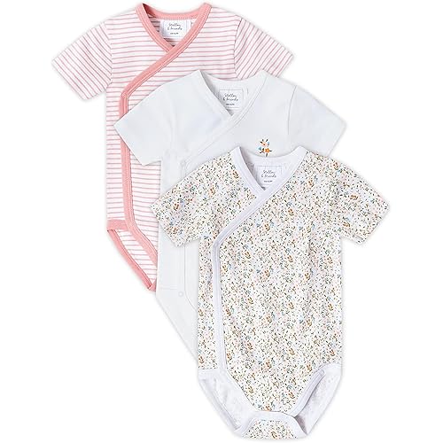 Stellou & friends Unisex Crossbody Side Snap Onesies - Cotton Bodysuit - 3-Pack