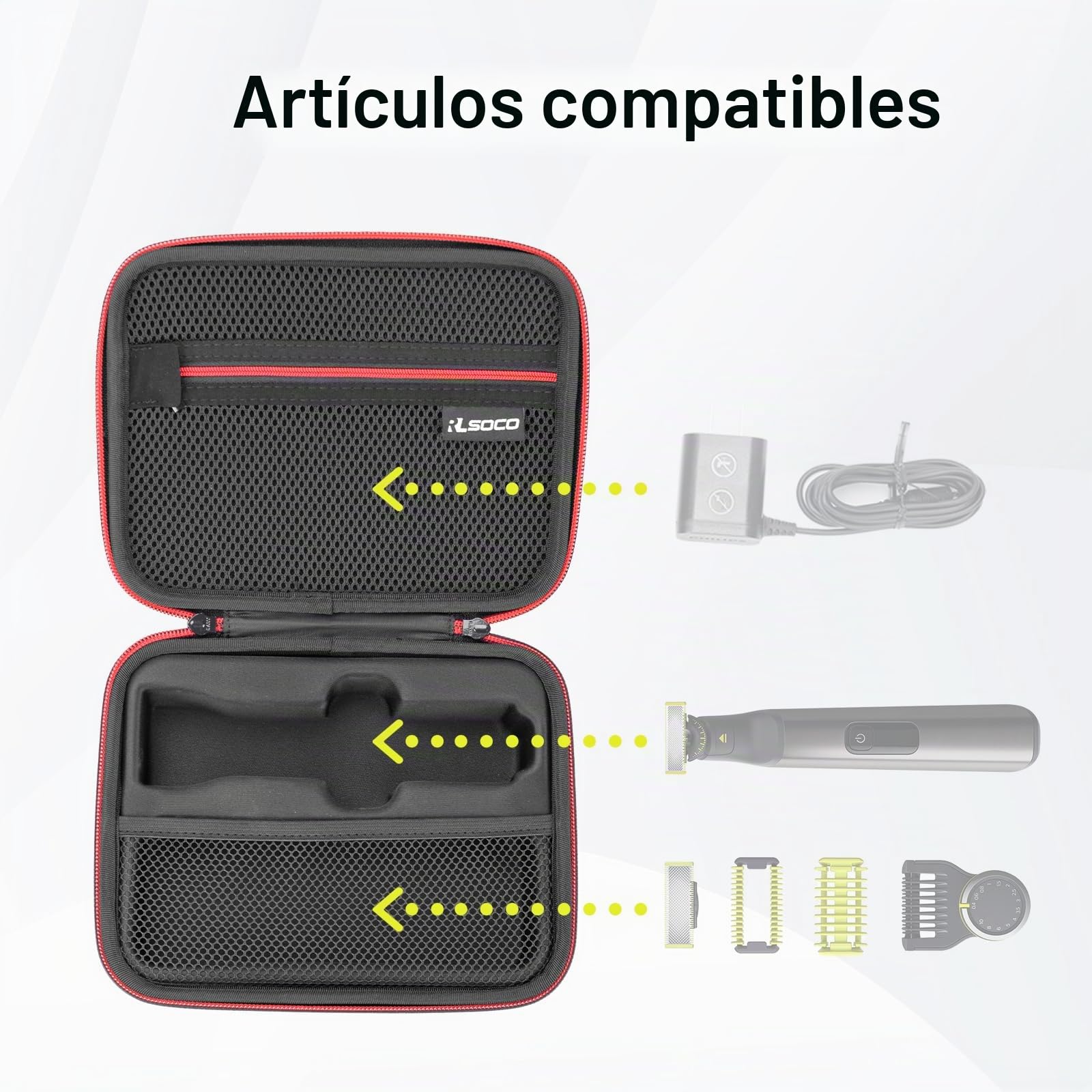 RLSOCO Funda para Philips OneBlade Pro 360 Face + Body QP6651/30,QP6551/30,QP6650/30 & para Philips QP6510/30,QP6651/61,QP6541/15,QP6520/30,QP6550/30,QP6520/20 Recortador de Barba