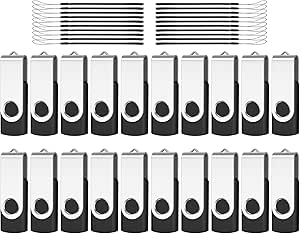 20-Pack 4GB USB Flash Drives Bulk - Mixed Colors Thumb Drives With Lanyards & Labels