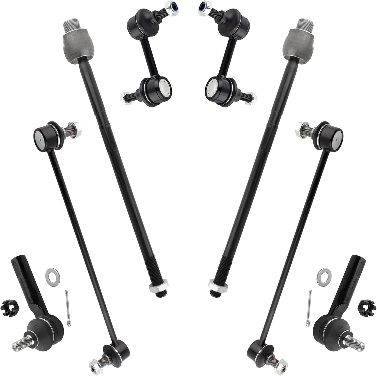 8Pcs Front & Rear Sway Bar End Links Stabilizer Bar End Links + Inner & Outer Tie Rod Ends Fit For Honda CRV CR-V 2007-2011 Sport Utility 4-Door 2.4L EV800689 K750297 K750151 K750156 ES800510