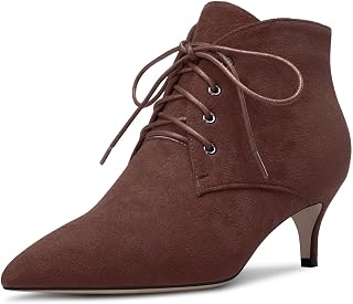 Womens Mid Low Heel Pointed Toe Ankle Boots Short Bootie Lace-up Zipper Casual Dress Winter 2.0 Inches Shoes