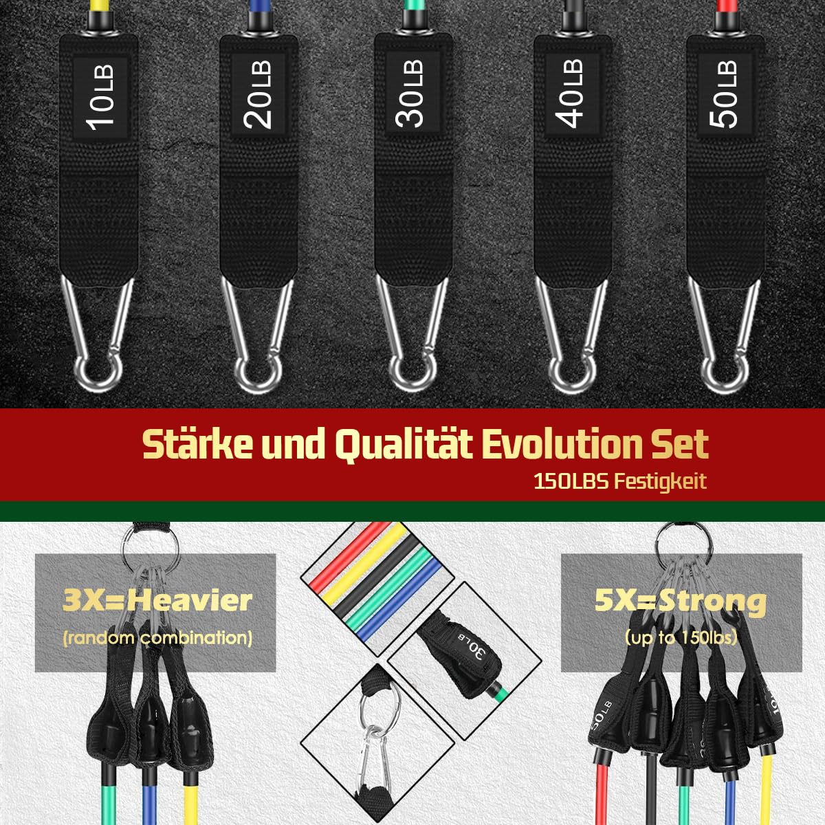 VEICK Widerstandsbänder, Übungsbänder, Trainingsbänder, Widerstandsbänder für Training mit Griffen für Männer und Frauen, Übungsbänder für Krafttrainingsgeräte zu Hause
