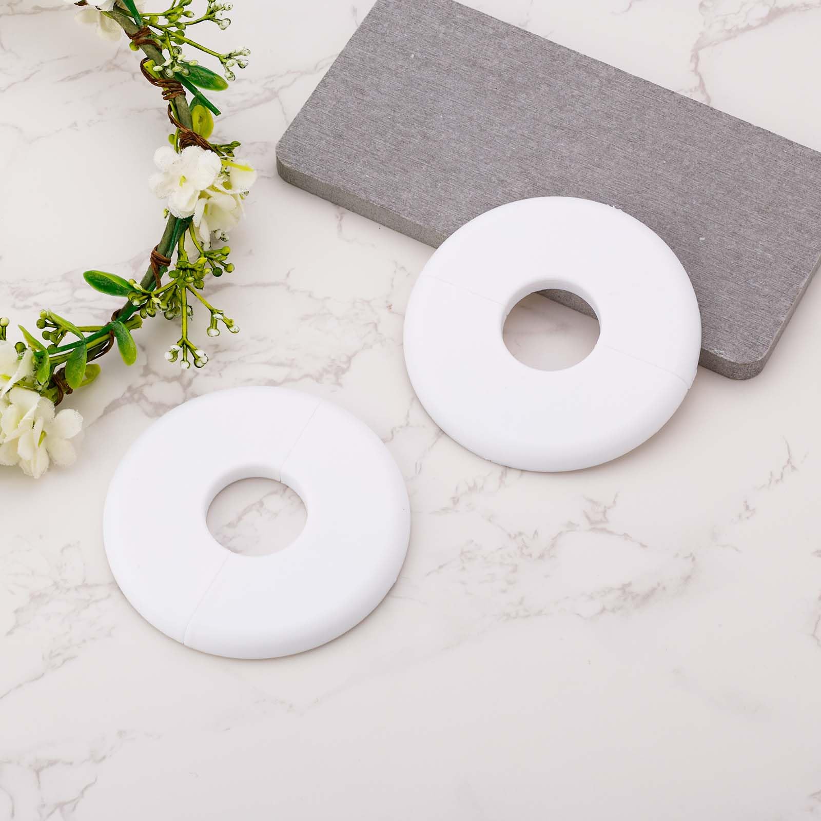 2 Flangie Diviso Rotonde A Parete In ABS - 29 Mm, Bianco, Per Copertura Tubi In Bagno E Cucina - Foto 6