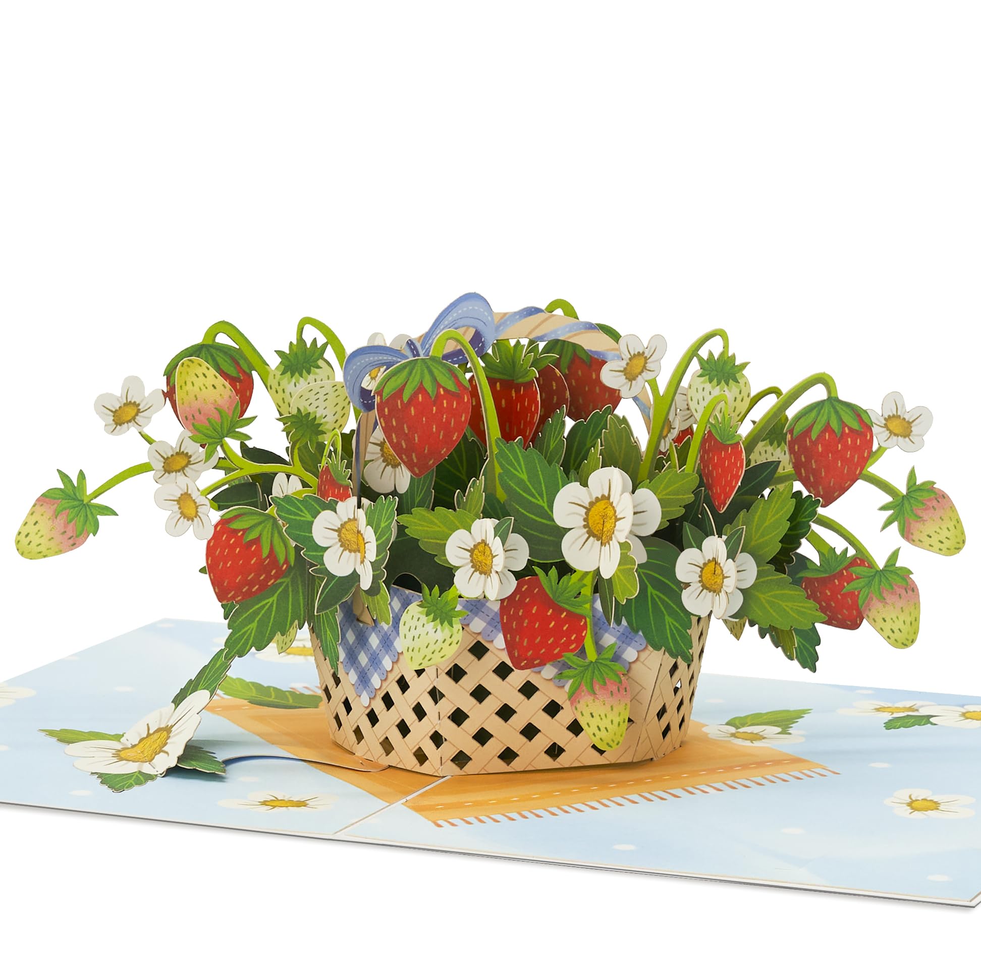 Strawberry Pop Up Card, Strawberries Basket, 3D Greeting Cards, Gift for Birthday, Mothers Day, Anniversary, Valentines Day, Mom, Wife, Her, 5x7 - Includes Envelope And Message Note