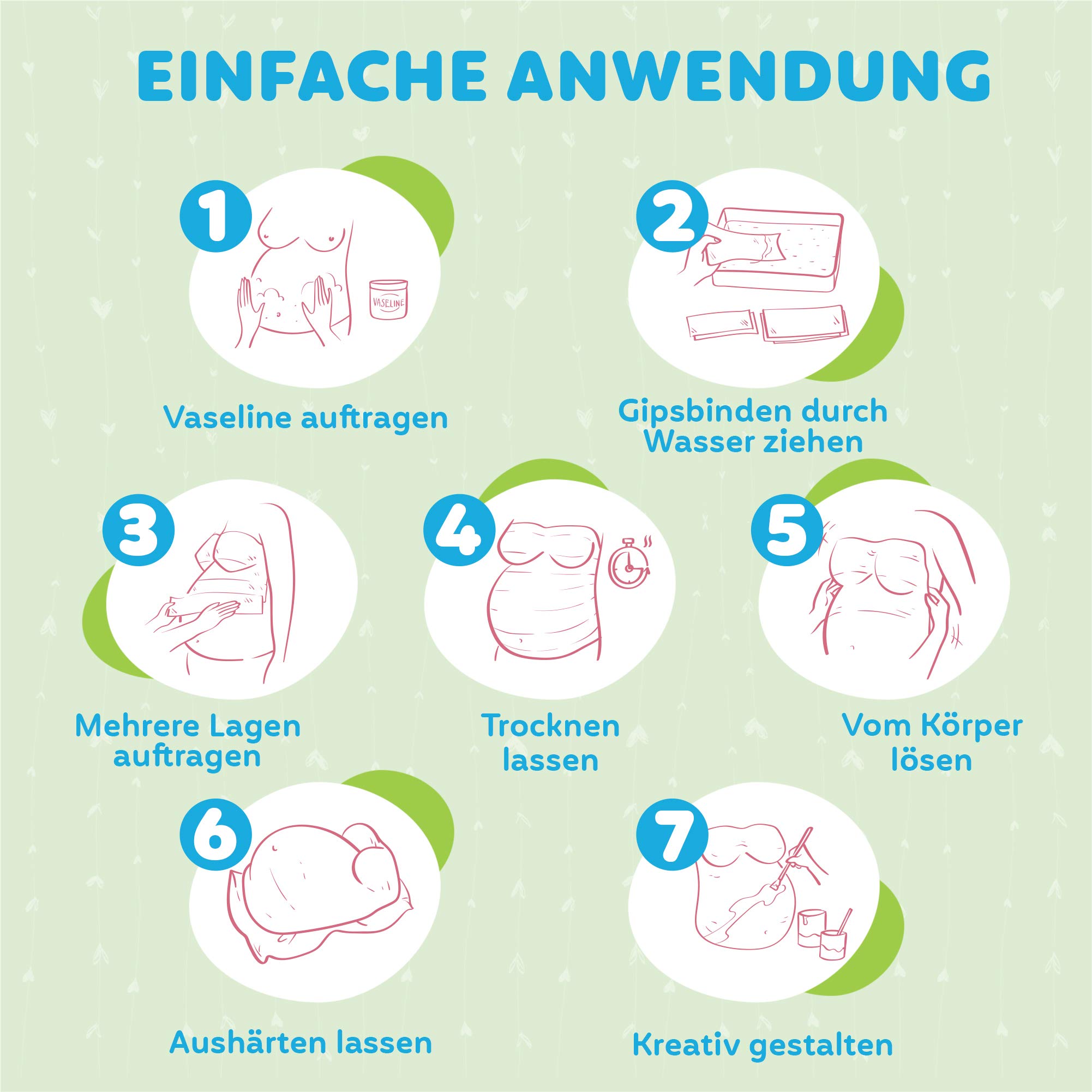 Hipsty Gipsabdruck Babybauch Set mit (23m) Gipsbinden, 12 Acrylfarben & vielem mehr | Der Bauchabdruck erinnert dich noch lange an deine Schwangerschaft | Komplettset
