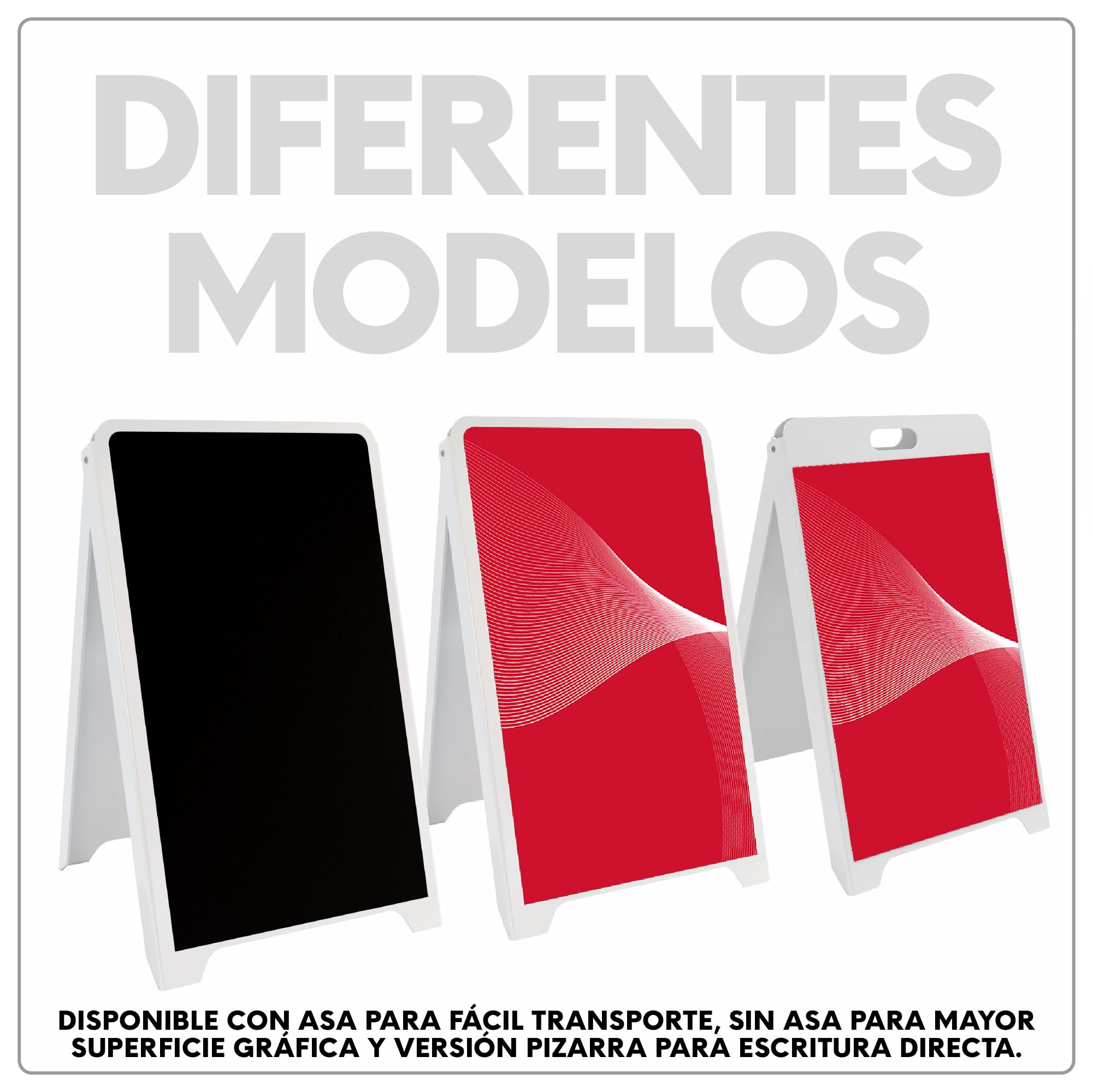 Caballete Publicitario de Plástico Con Pizarra | Medidas 480x815 mm | Expositor Doble Cara para Carteles | Caballete de Acera Económico para Anuncios y Promociones