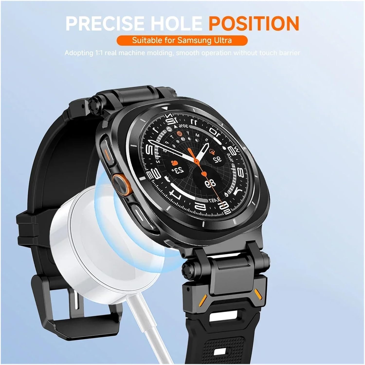 Metal Case Fluororubber Strap for Samsung Galaxy Watch 7 Ultra 47mm Metal Protective Case Cover Sport Bracelet for Galaxy Ultra 47mm FKM WatchBands