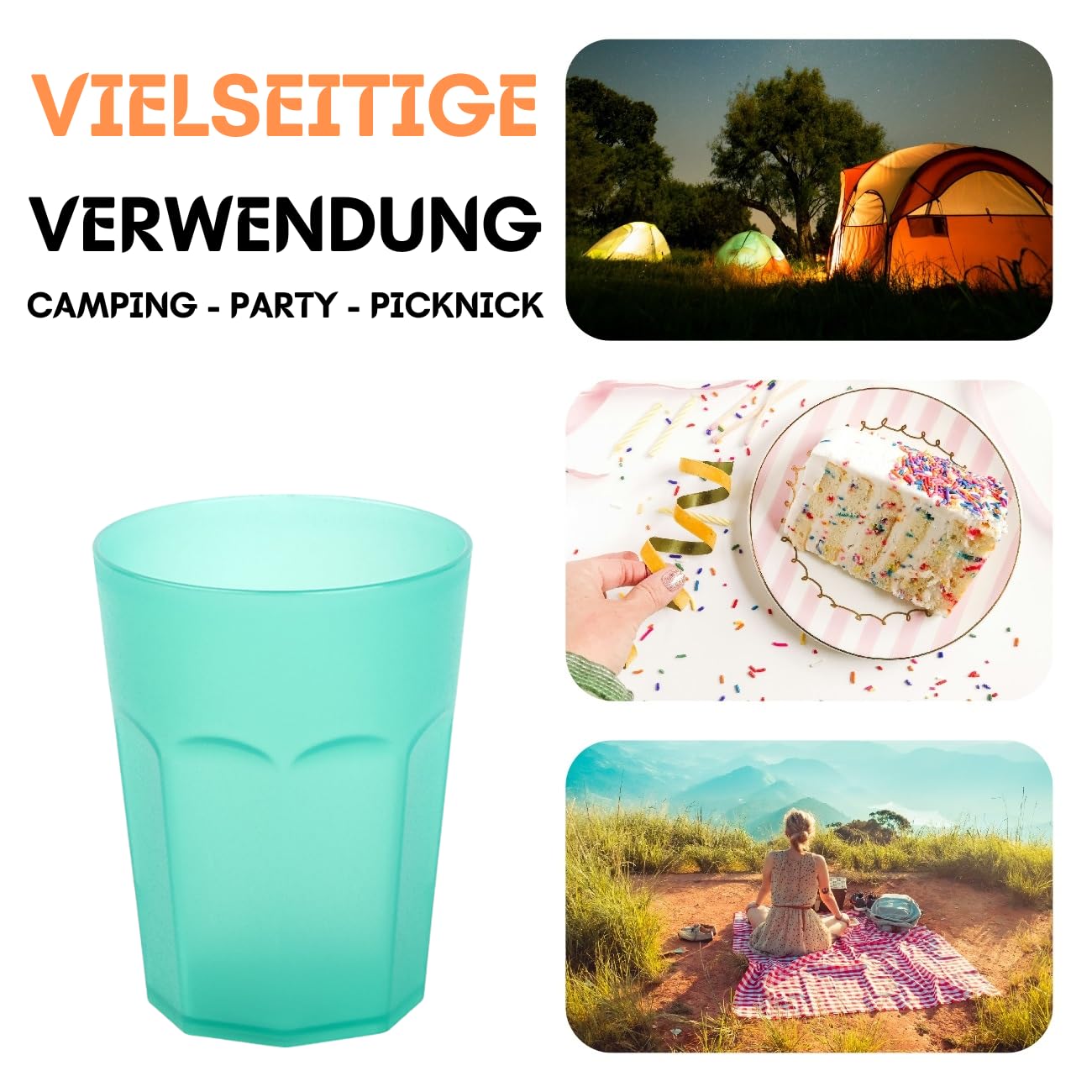 10 Gobelets En Plastique Vert 25 Cl, Décoration Anniversaire Et Fêtes à