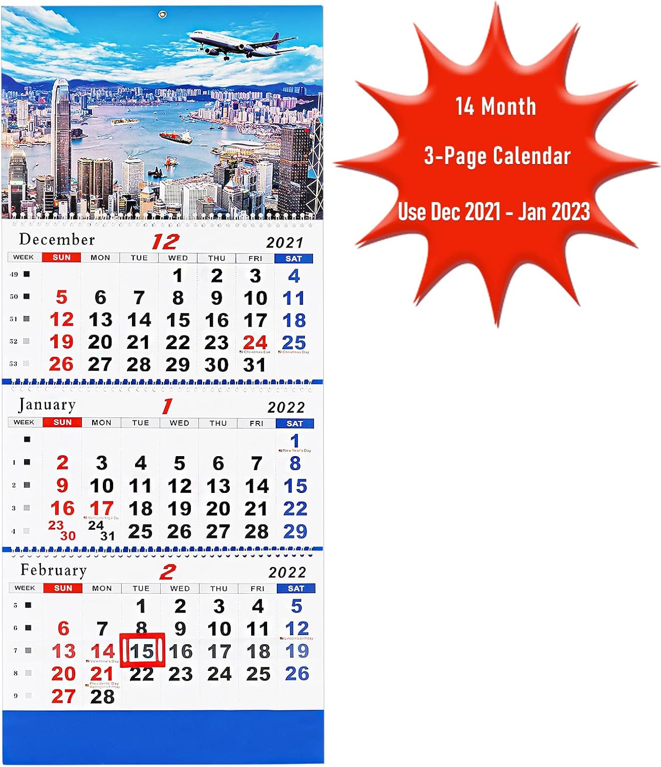Dec 2021 And Jan 2023 Calendar Buy Liitrton Calendar 2022 Monthly Wall, 3-Month Display 2022 Calendar  Wall, Vertical Calendar With Thick Paper, 33 X 13, Dec 2021 - Jan 2023,  Wall Calendar Perfect For Your Busy Schedule (City) Online In India.  B07Wscss5R