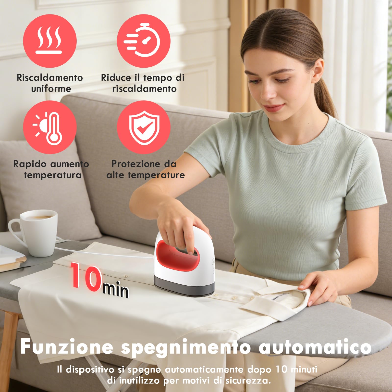 Comius Sharp Mini Pressa a Caldo, Pressa a Caldo Portatile con 3 Livelli di Temperatura, Macchina per Trasferimento Termico per Magliette, Vestiti, Borse, Cappelli (Rosso)
