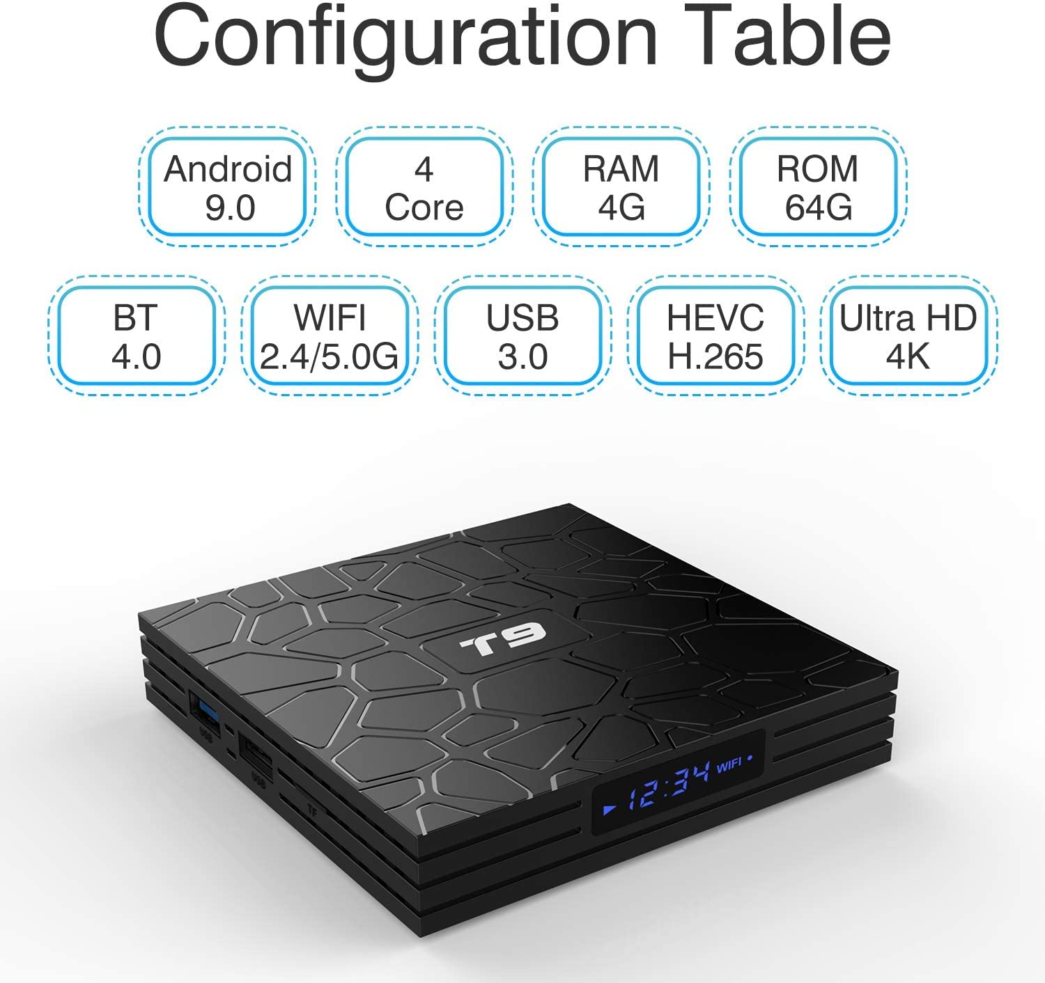 Android 10.0 TV Box, Set Top Box 4 GB RAM 64 GB Rom, RK3318 64 Bit Arm Cortex-A53 @ Fino A 1,5 GHz Supporta 2.4G 5G Dual Wifi/8K/BT 5.0/3D/USB 2.0/H.265 Smart TV Box,4gb+64gb