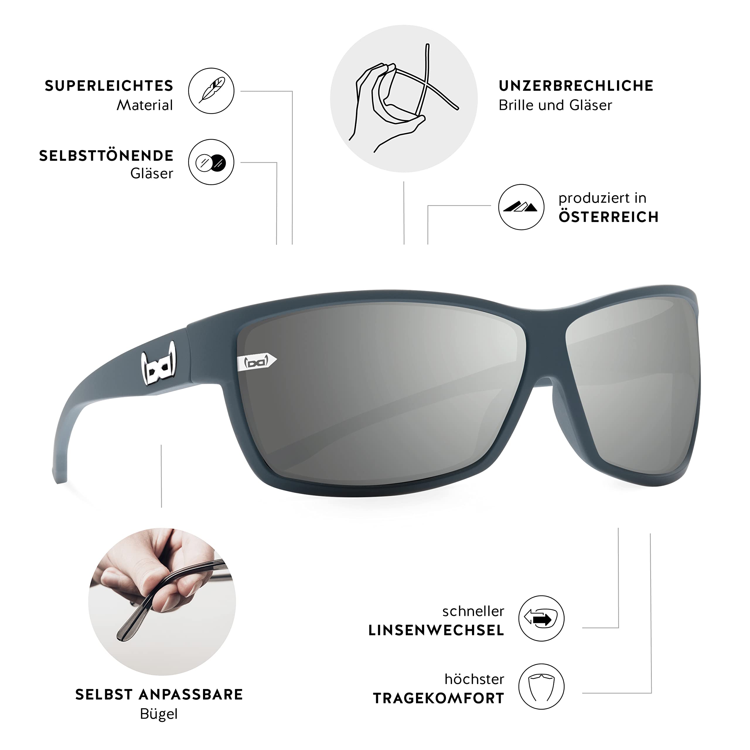 gloryfy unbreakable (G13 silence) - Unzerbrechliche Sonnenbrille, Sportbrille, Herren, Damen, Blau