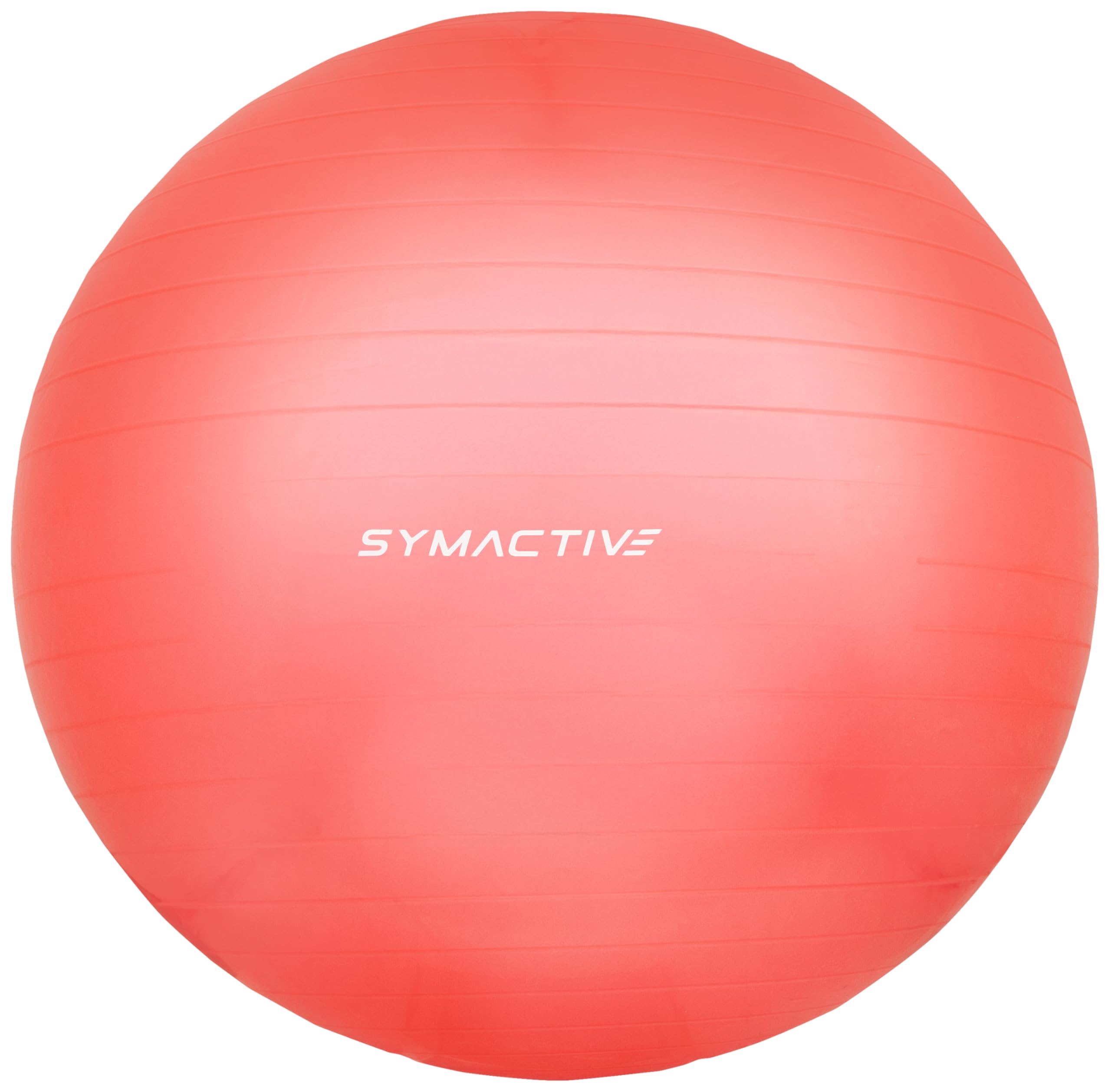 Amazon Brand - Symactive Anti-Burst Rubber Gym Ball with Foot Pump | Round Shape Swiss Ball for Workout, Yoga, Balance & Stability | Birthing Ball for Pregnancy | 85 cm | Red