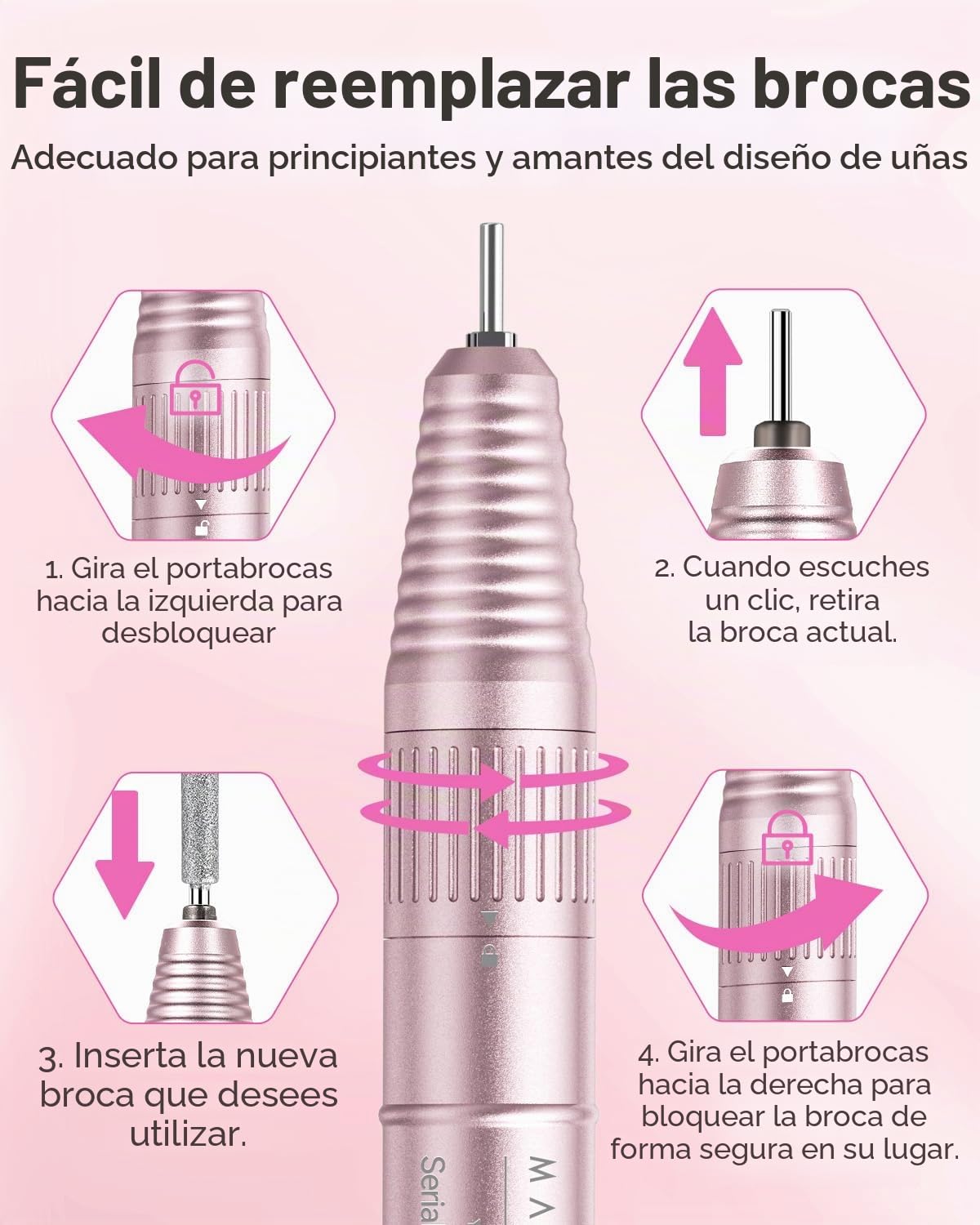 Makartt Torno para Uñas Profesional – Torno para Uñas Recargable con 35000 RPM, Juego de Lima Uñas Eléctrica para Esmalte de Uñas Acrílico en Polvo gel, Nail Drill Manicura Silencioso Ligero Portátil | Lima eléctrica portátil con accesorios, para uñas acr