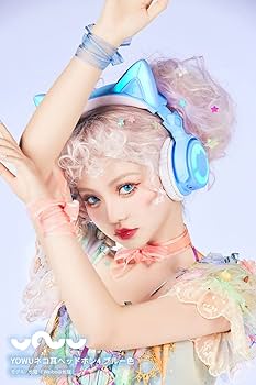 24h以内発送　YOWU 猫耳 ヘッドホン　水色 YOWU RGB 猫耳ヘッドホン 3G ワイヤレス 5.0 折りたたみ式