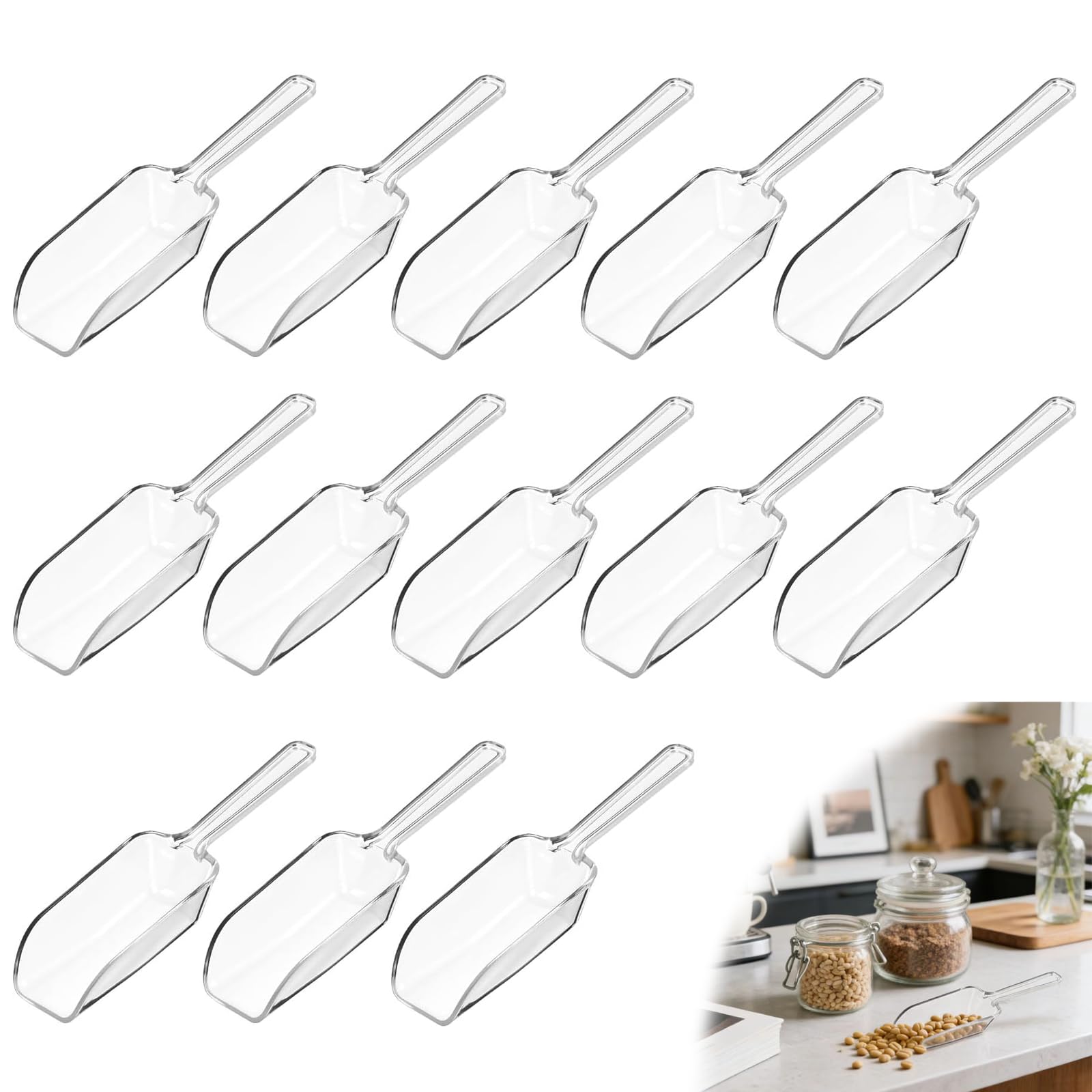 12 Pcs Clear Acrylic Sweet Scoops, Mini Plastic Scoop