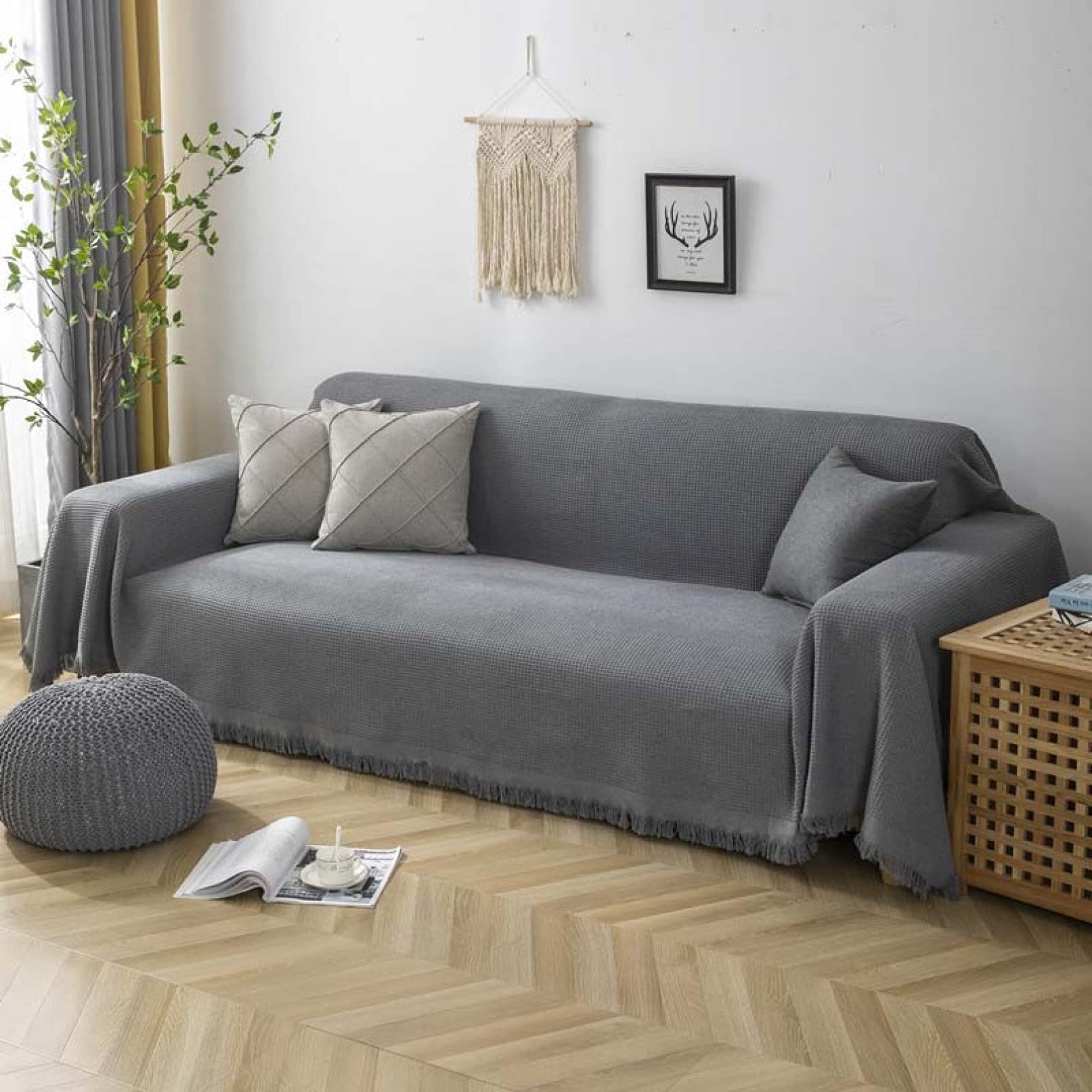 Amazon｜汚れ防止 ソファーカバー マルチカバー タッセル付き 可愛い