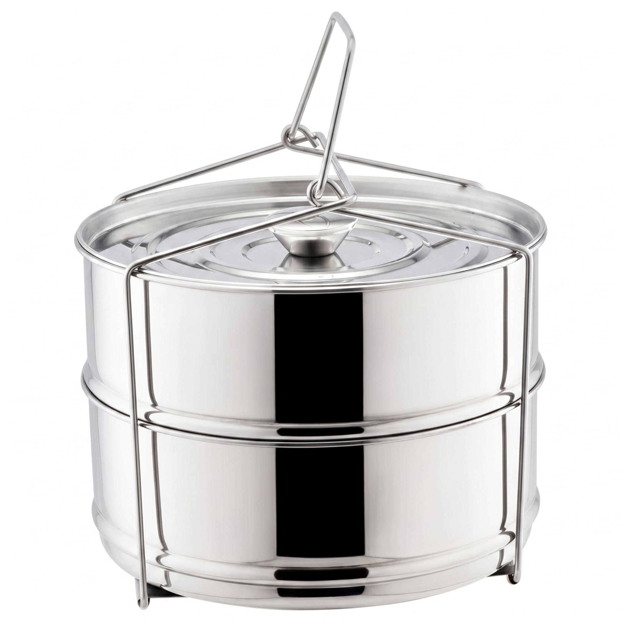 Gemuseeee Pressure Cooker Accessories 2 Tier Stainless Steam Basket with Lid & Handle Pot in Pot Steel Inserts Stackable Insert Pans for Vegetables Rice Meat or Fish Steam Basket, Steaming