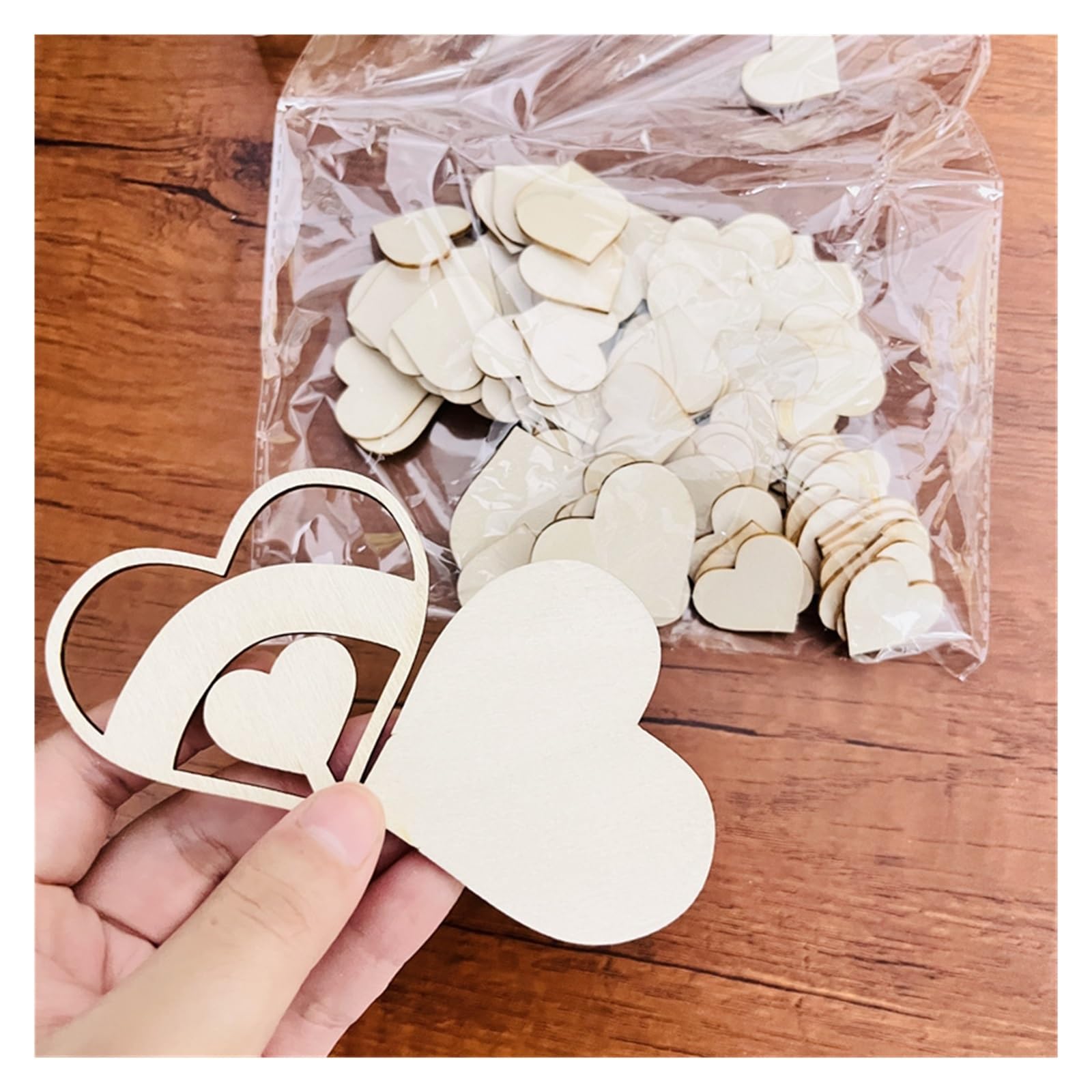 Erinnerungsbuch Gästebuch-Dropbox for Hochzeiten, Hochzeitsgästebuch, alternatives Dekor, Drop-Herz-Gästebuch aus Holz in Herzform, Gäste-Dropbox for Hochzeiten, süße Herz-Dropbox(Set 80pcs Heart)