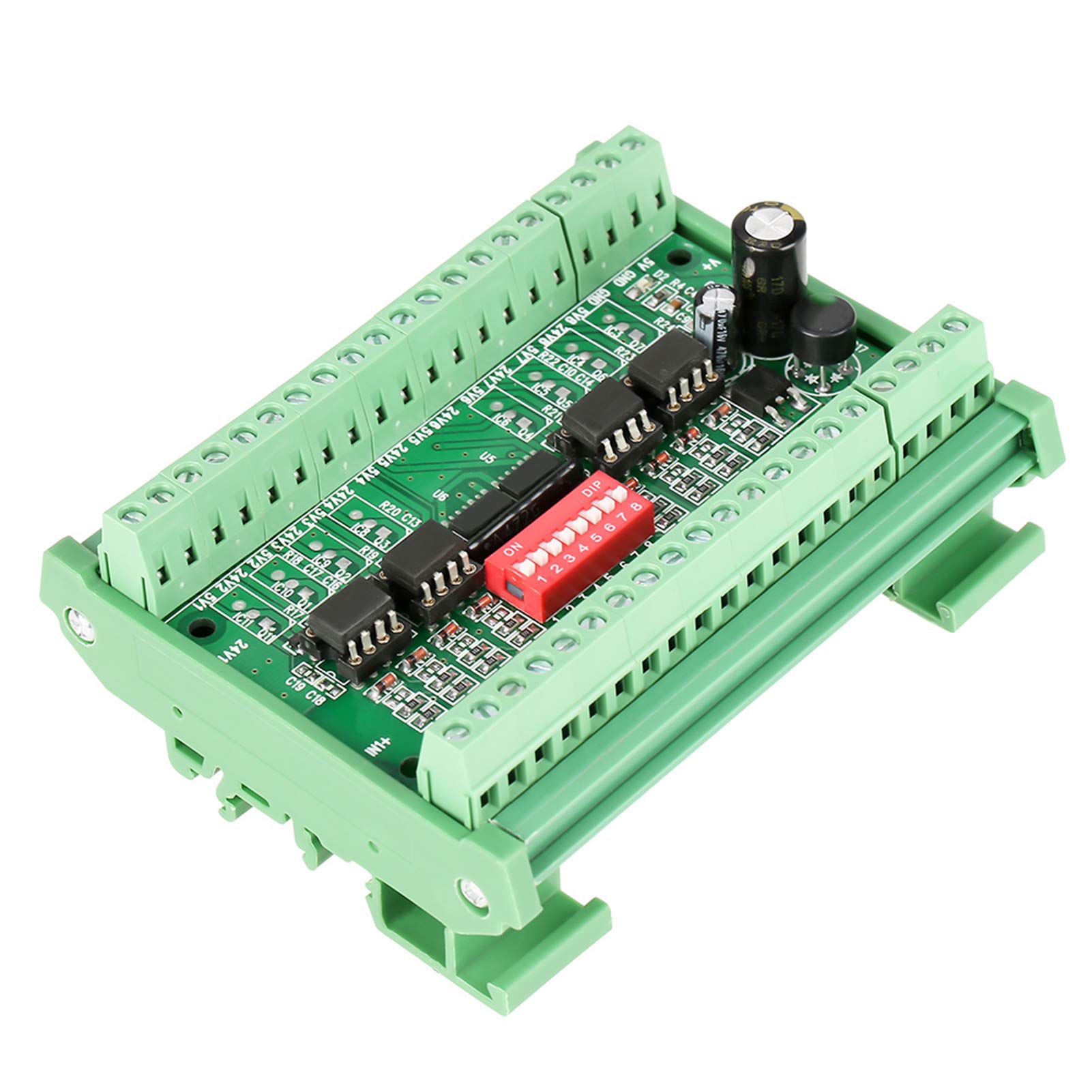 8 Channel Square Level Converter Module, Optocoupler Isolation, NPN 5V/24V Output for PLC or MCU, Compatible with European and Japanese Standards