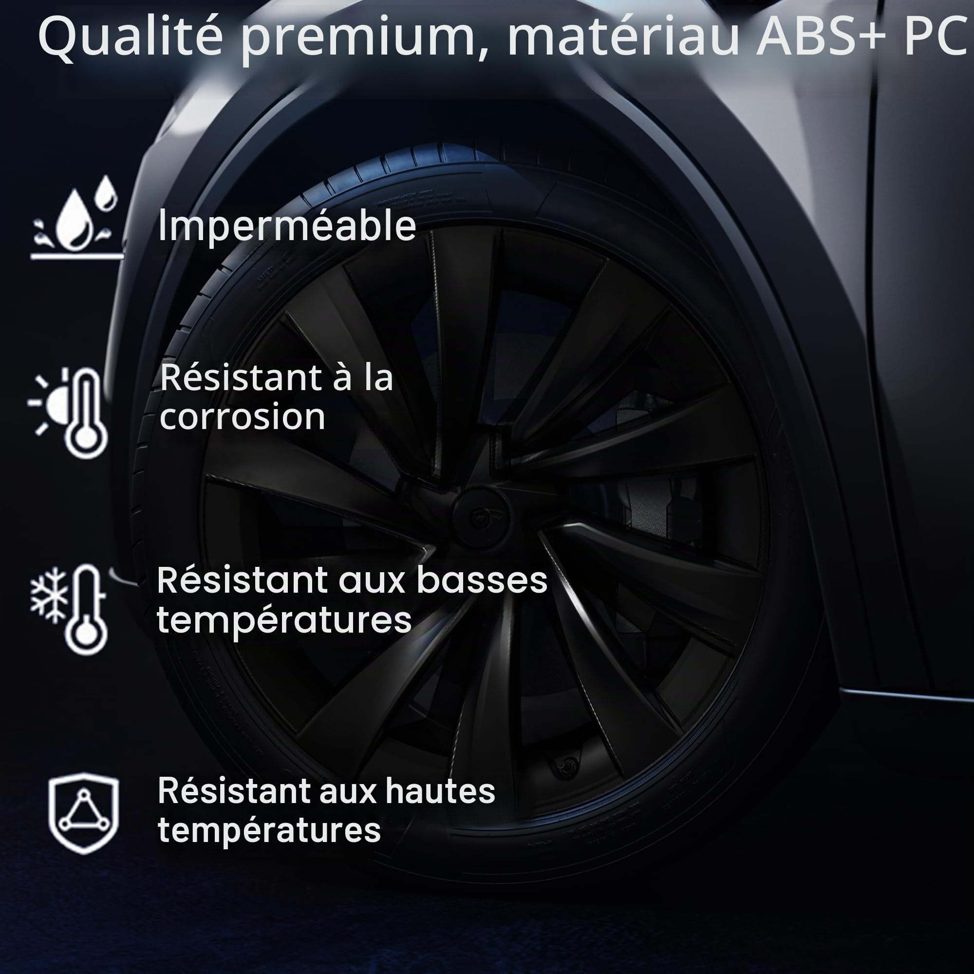 Arcoche Model Y 2025 2026 Juniper 19 Pouces Couvertures de Roues 4 Pcs Protecteur de Jante Model Y Juniper Hubcaps Matériel ABS Couvertures de Roues Enjoliveurs(Style d'usine Original-Noir Mat)