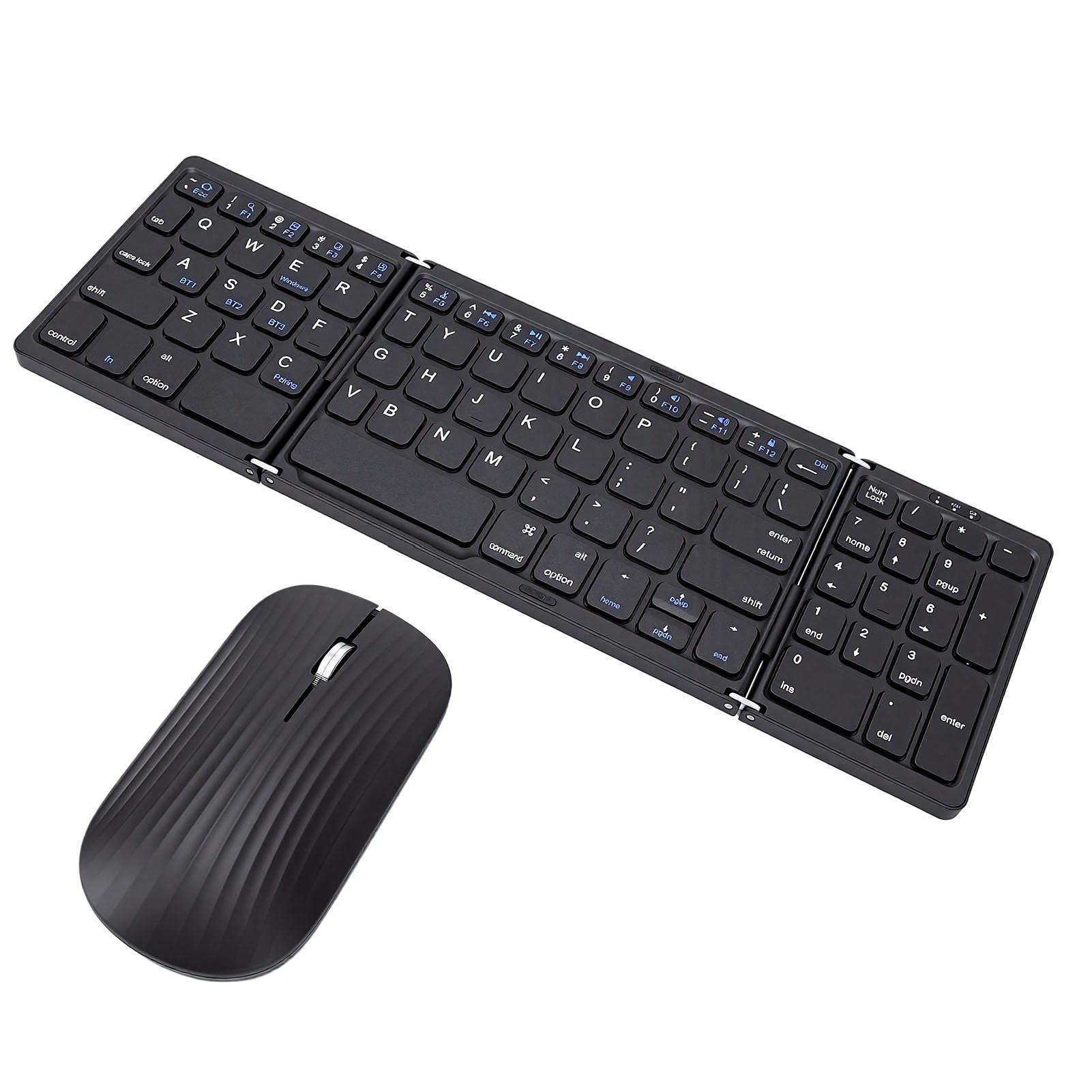 Jectse Tastiera Bluetooth Pieghevole con Tastierino Numerico, Tastiera Wireless e Set Mouse per Tablet Smartphone