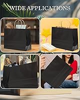 Vista 6 de qiqee 13"x4.5"x10" Large Gift Bag with Handles Bulk 100PCS Gift Paper Bags Black Bags Multiple Uses (Wide Large)