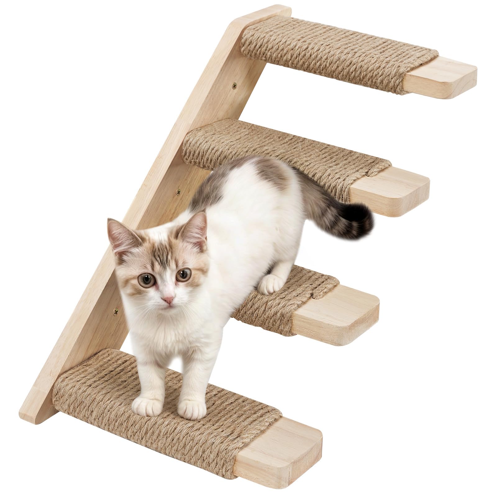 HOOBRO Wood Cat Wall Shelves, 4-Level Cat Wall Steps with Jute Scratching Steps, Cat Climbing Wall, Cat Wall Furniture, Easy to Install, Holds up to 40 lb, Natural NL12CS03 (B0CS2VPS6V) Amazon Price History, Amazon Price Tracker