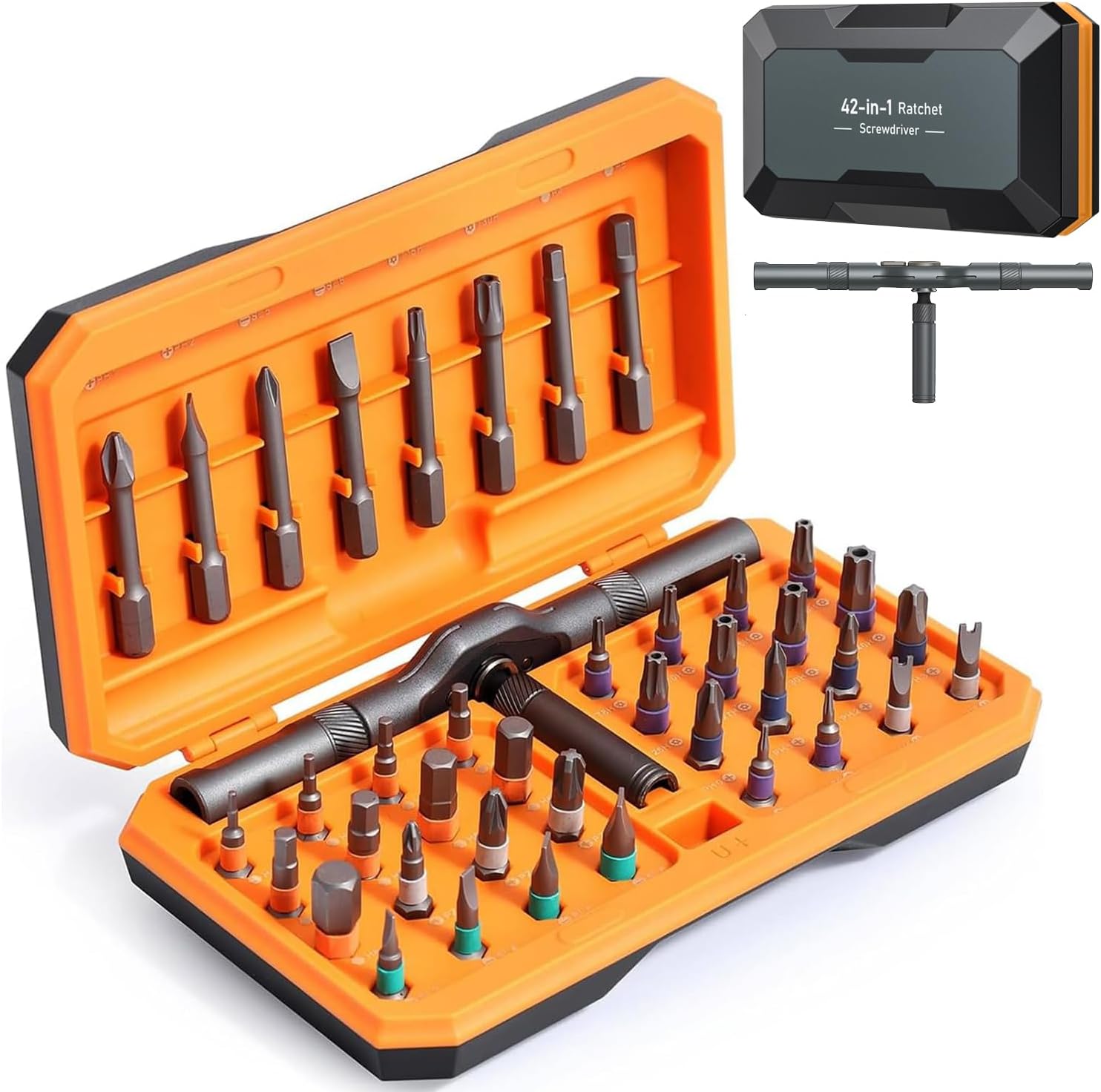 Ratchet Screwdriver Set, 42 in 1 Magnetic Screwdriver Set with 40pcs Bits, Rotatable Handle, Carrying Case – Ultimate Repair Tool for Home, DIY Projects