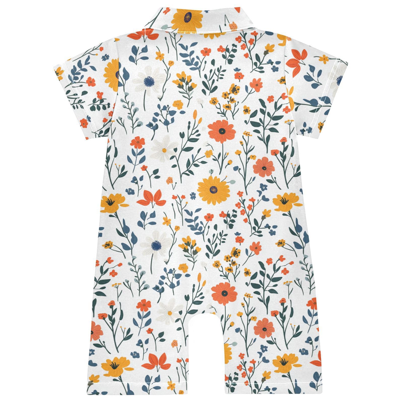 Caihoyu Cotton Baby Boy Clothes Polo Neck Short Sleeve Infant Baby Boy Dress for Summer 6M Florals Dahlia Anemone Butterflies Bees