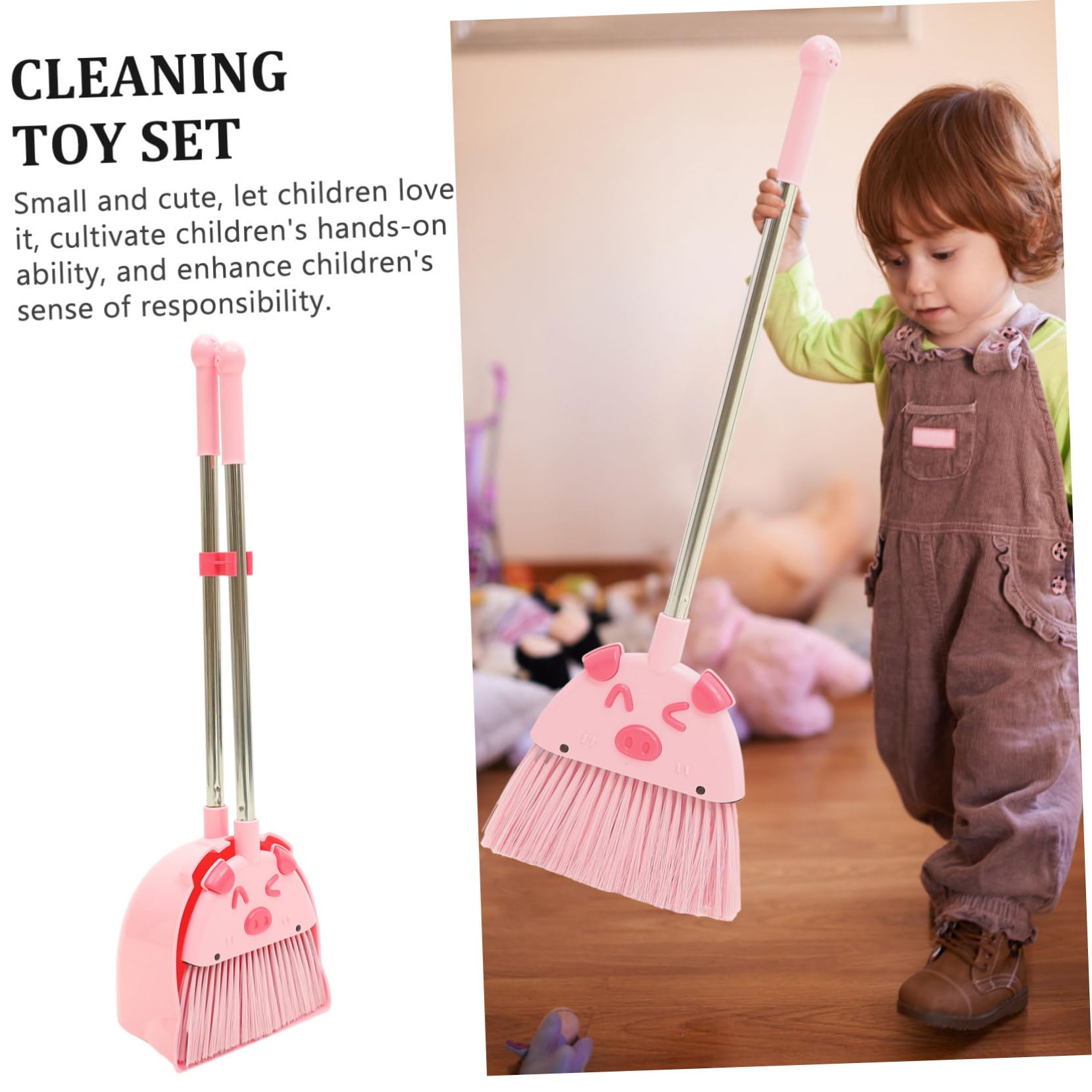 Juego de Escoba y Recogedor Rosa para Niños PP Pet