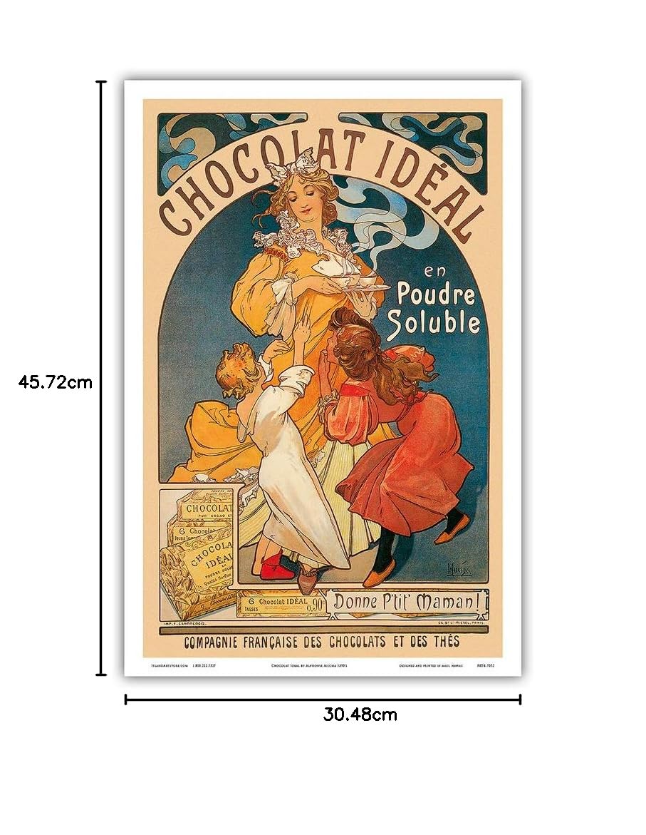 Amazon.co.jp: Chocolat Ideal Cocoa Cacao - ビンテージ広告ポスター