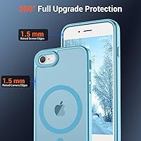 Vista 361 de SUPFINE Funda magnética para iPhone 11 (compatible con MagSafe) (protección contra caídas de grado militar), translúcida mate a prueba de golpes